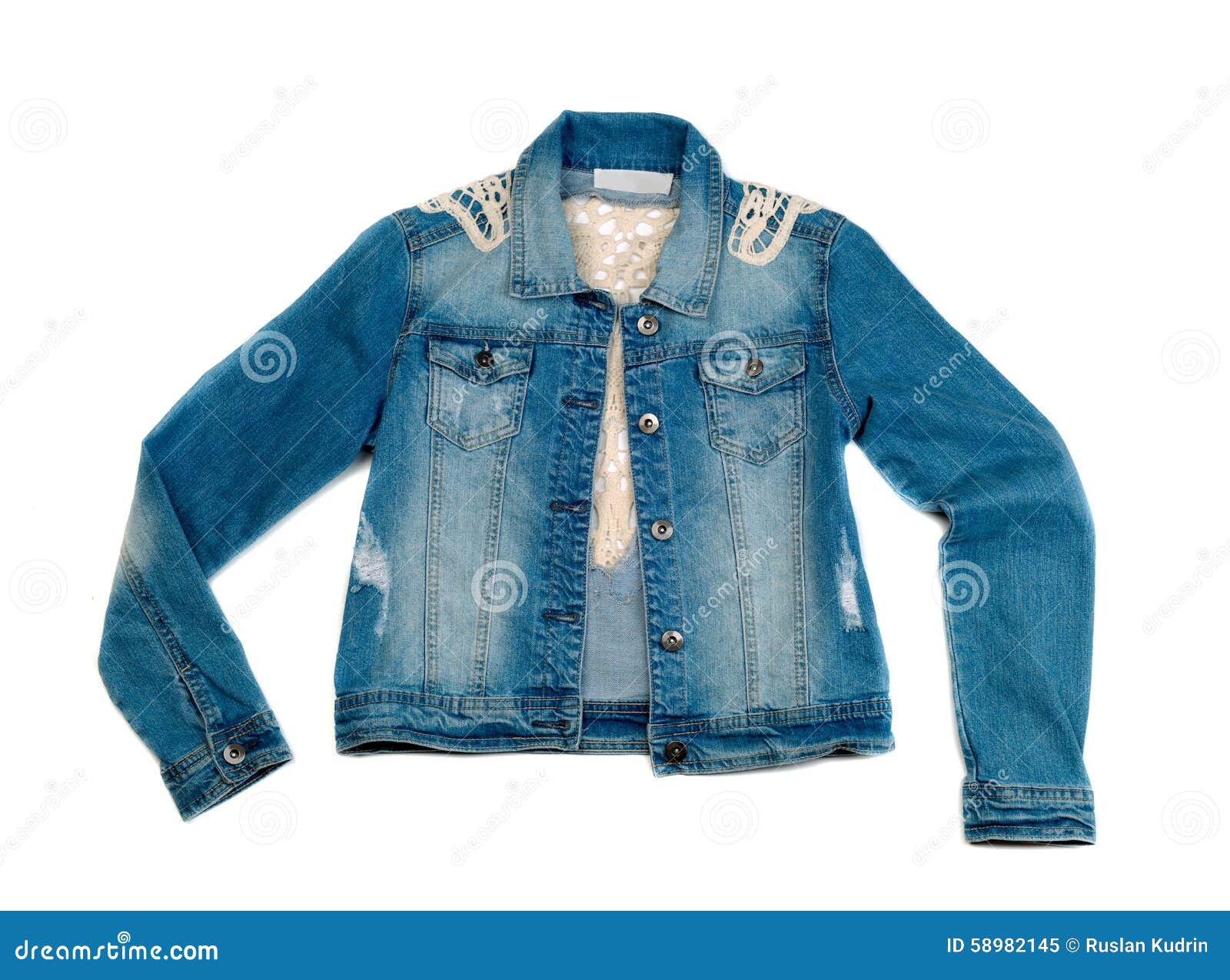 Blue Denim Jacket on a White Background Stock Image - Image of garment ...