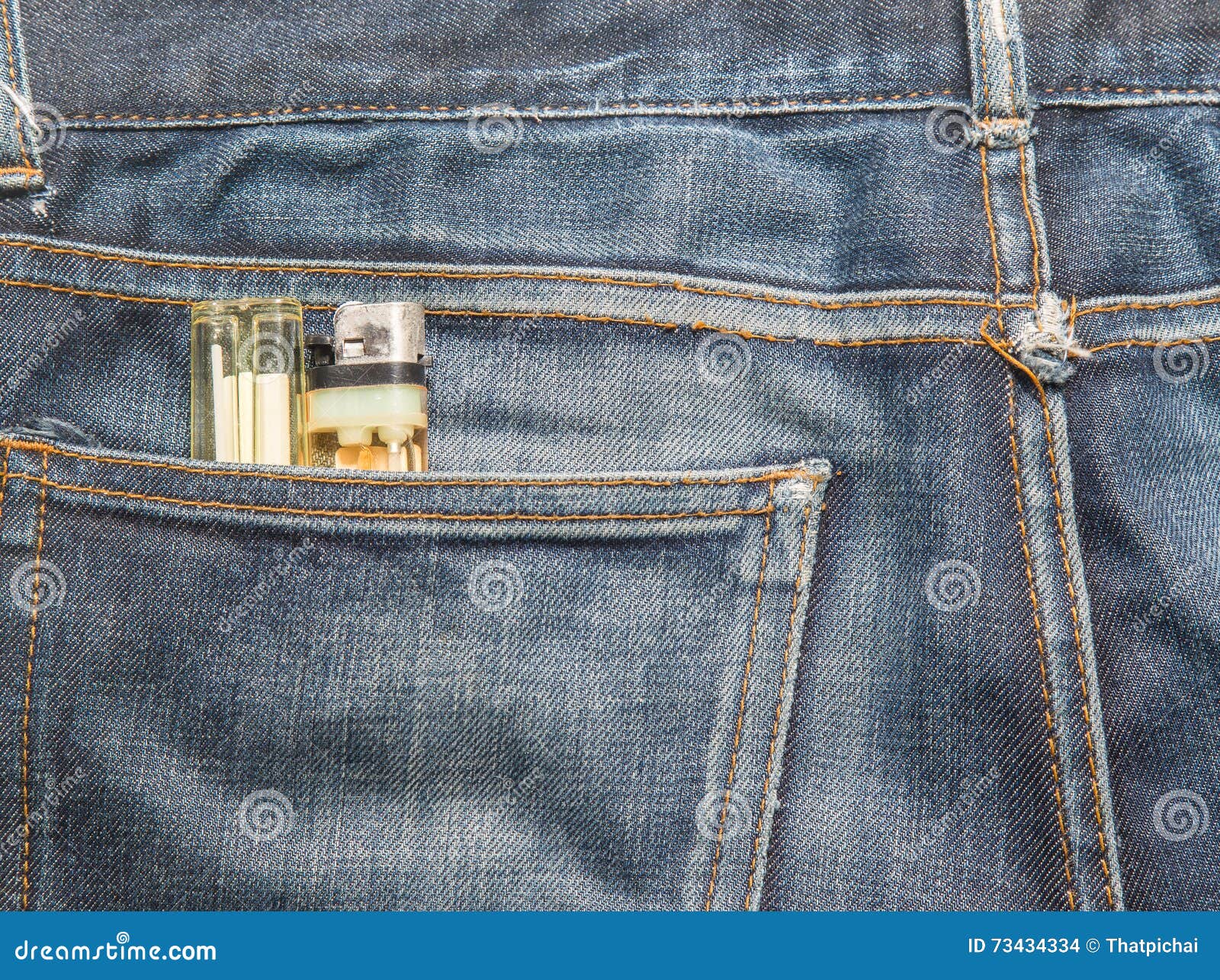 Blue Denim Jeans with Cigarette Lighter (focus on Cigarette Lighter
