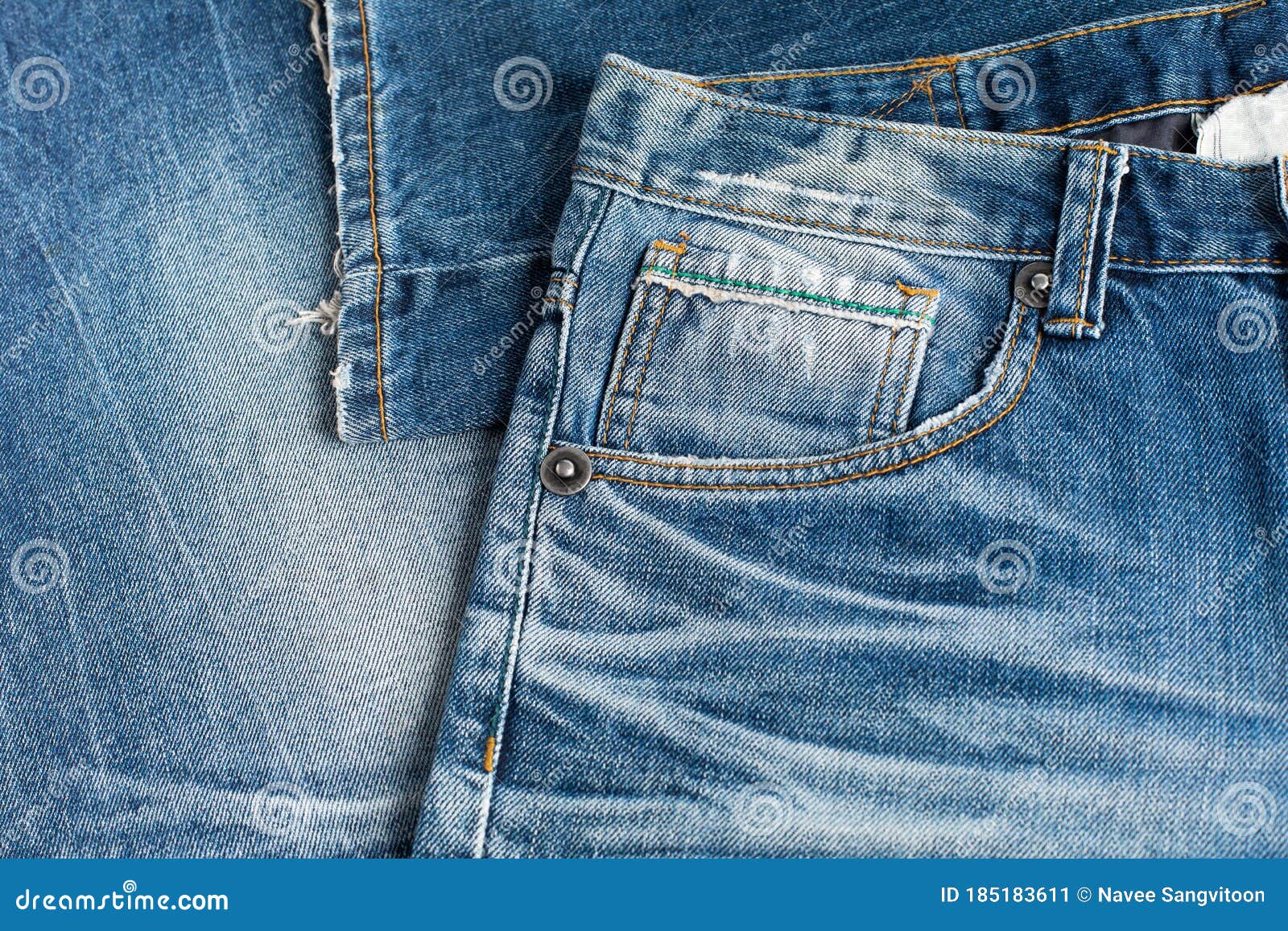 Blue Denim Jeans with Seam Texture Banner with Copy Space for Text ...