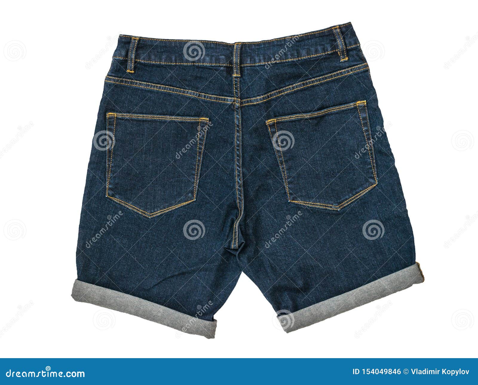 Blue Denim Shorts Isolated On A White Background. Fashionable Unisex ...