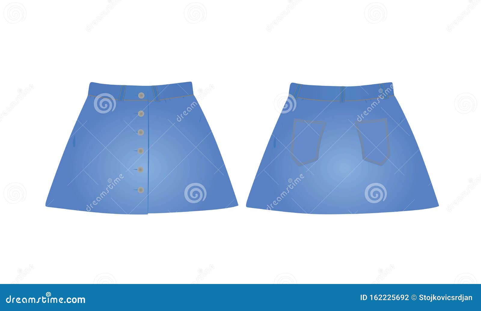 Download Blue Denim Skirt. Front And Back View Stock Vector ...
