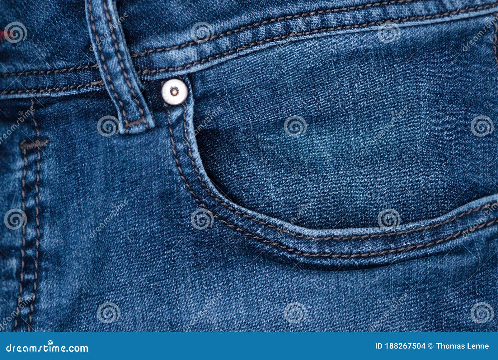 Blue Denim Stone Washed Jean Pocket Stock Photo - Image of material ...