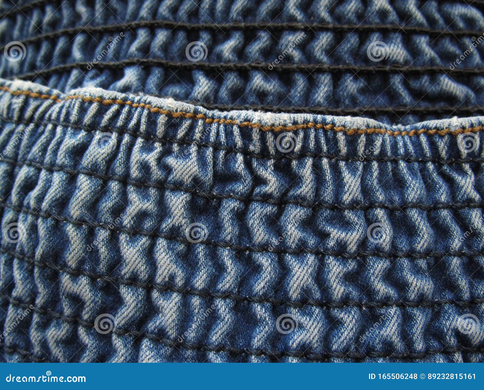 Large Elastic Waistband in Jeans. Denim Texture. Blue Jeans