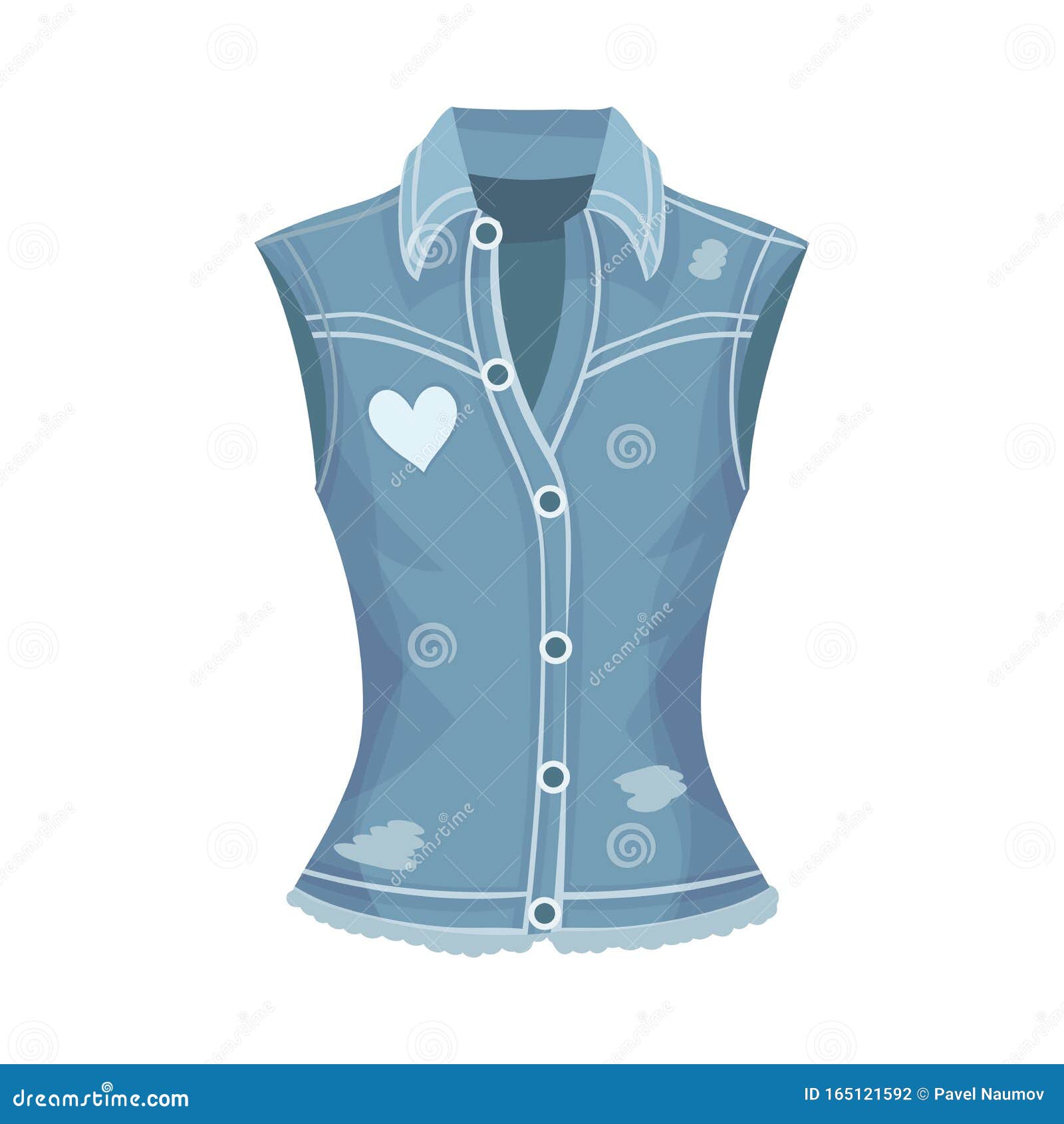 Blue Denim Vest without Sleeves Vector Fashion Clothing Item Stock ...