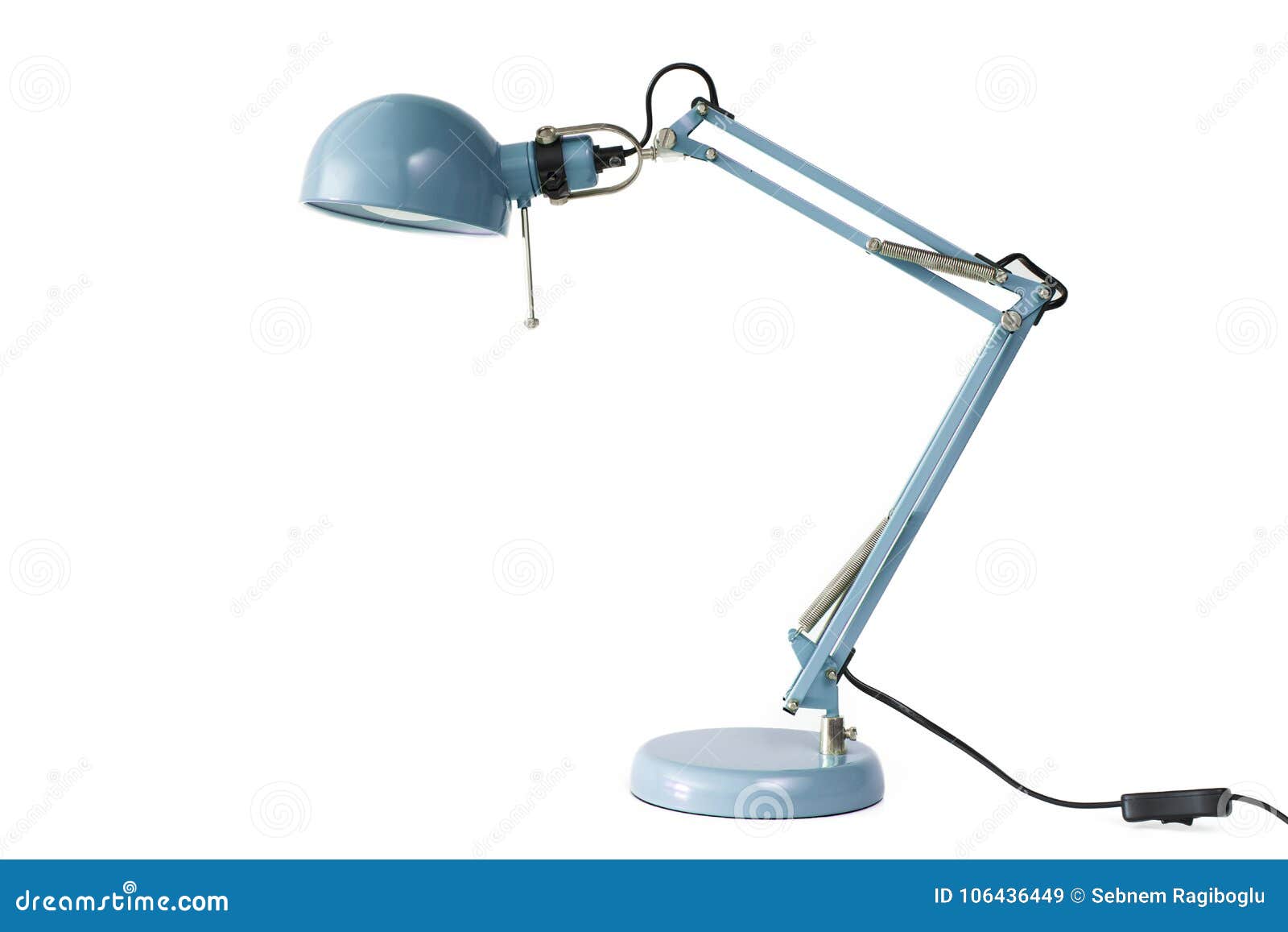 Blue Desk Lamp Isolated on White Background Stock Image Image of lamp, electricity 106436449