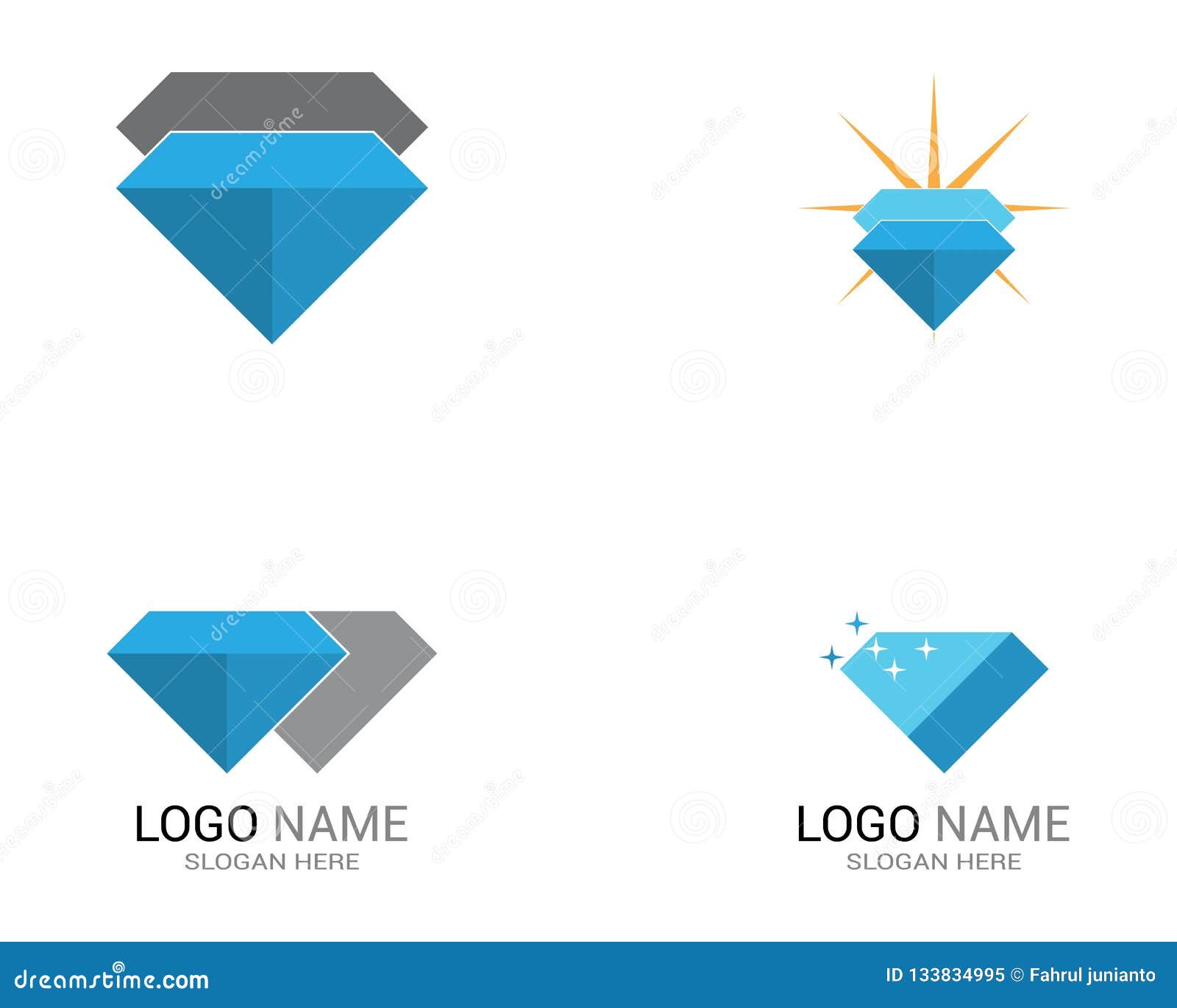 Blue diamond logo template stock vector. Illustration of gemstone