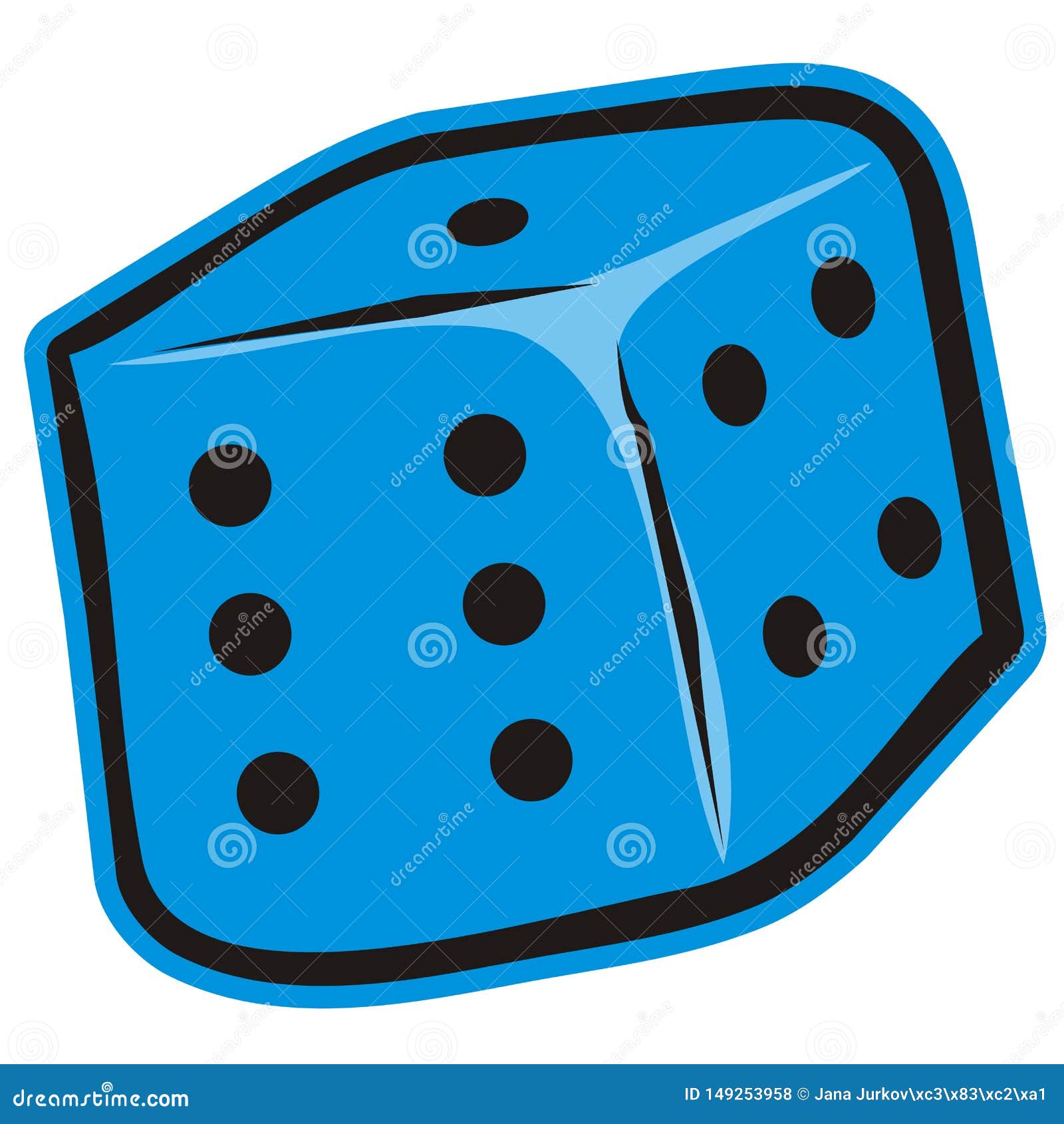 Blue Game Dice, Single Object, Eps. Stock Vector Illustration of