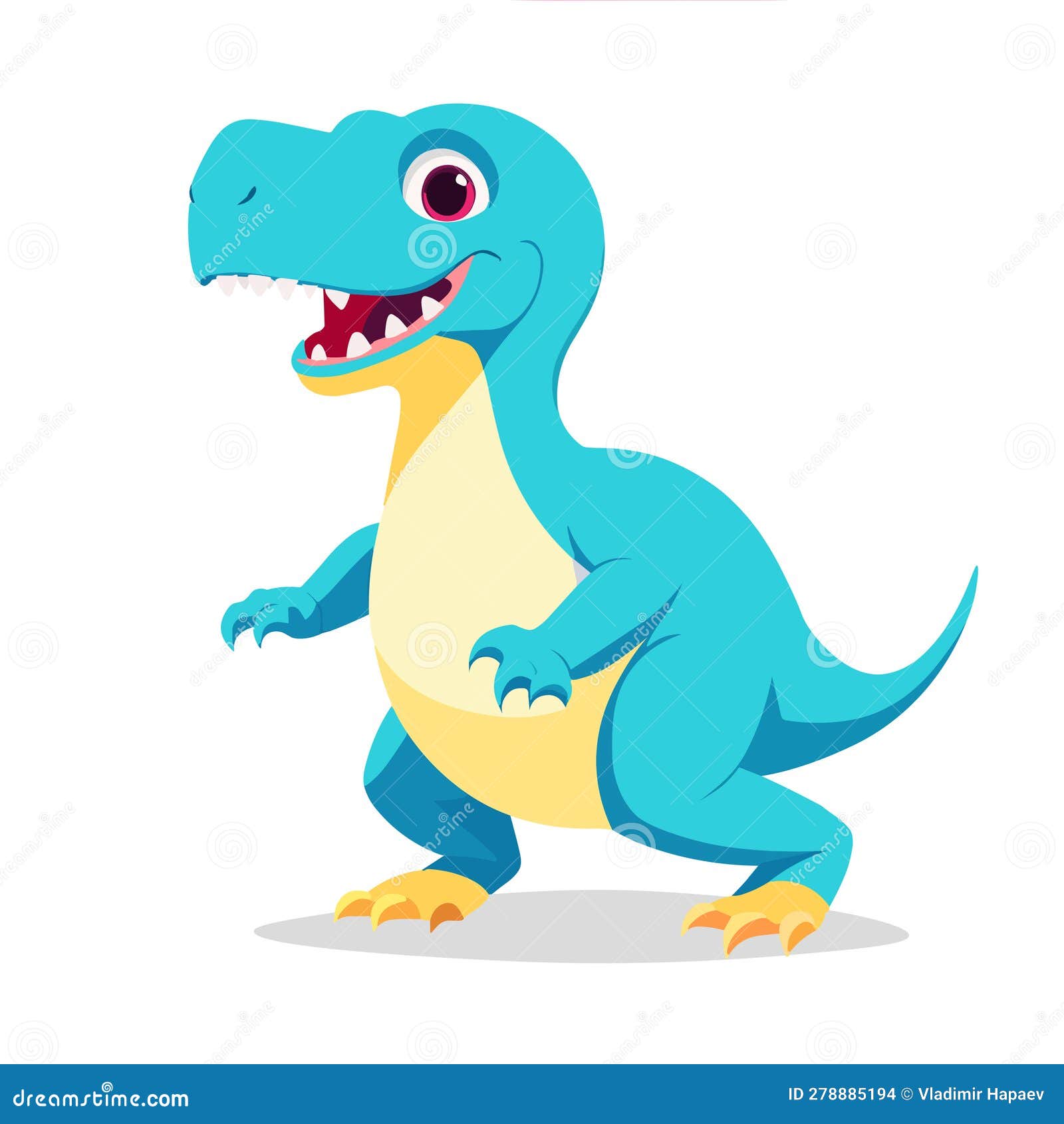 A Blue Dinosaur Flat Design Vector Illustration Stock Vector