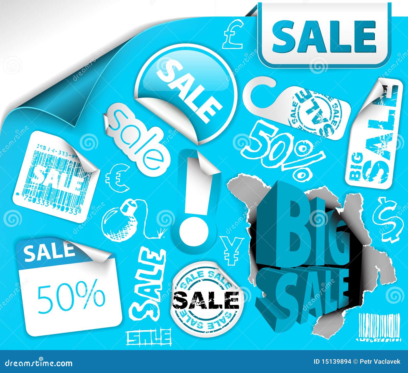 Blue Discount Tickets, Labels, Stamps Stock Illustration Illustration