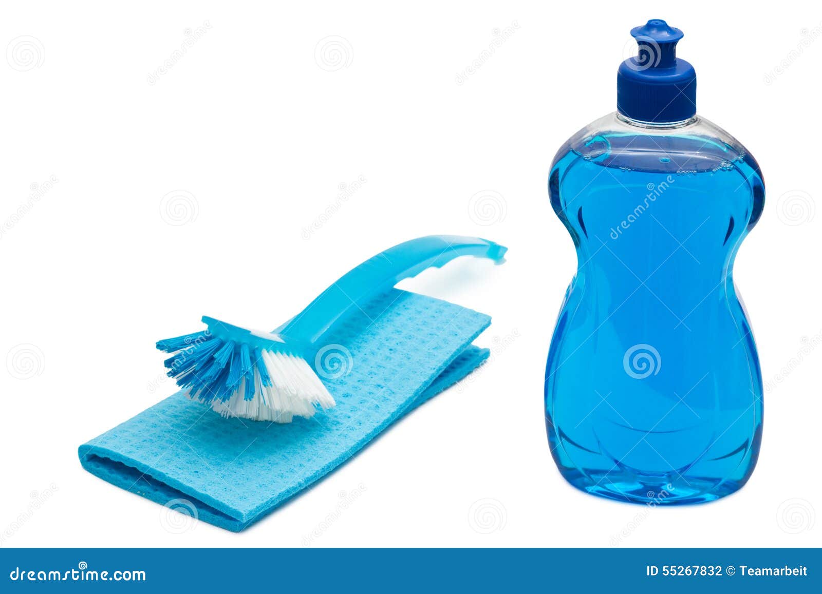 Blue dish washing tools stock photo. Image of white, sanitation 55267832