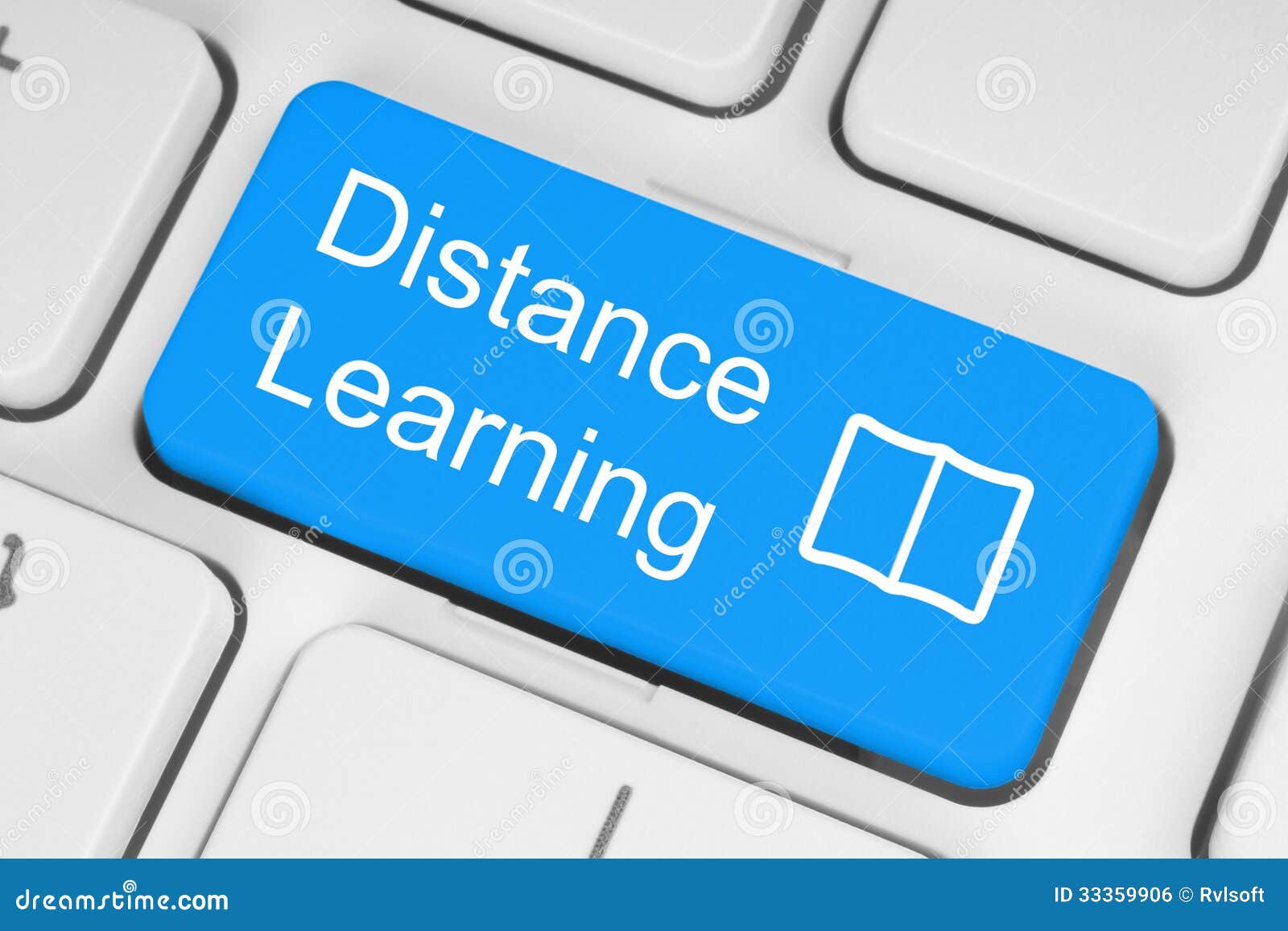 blue distance learning button