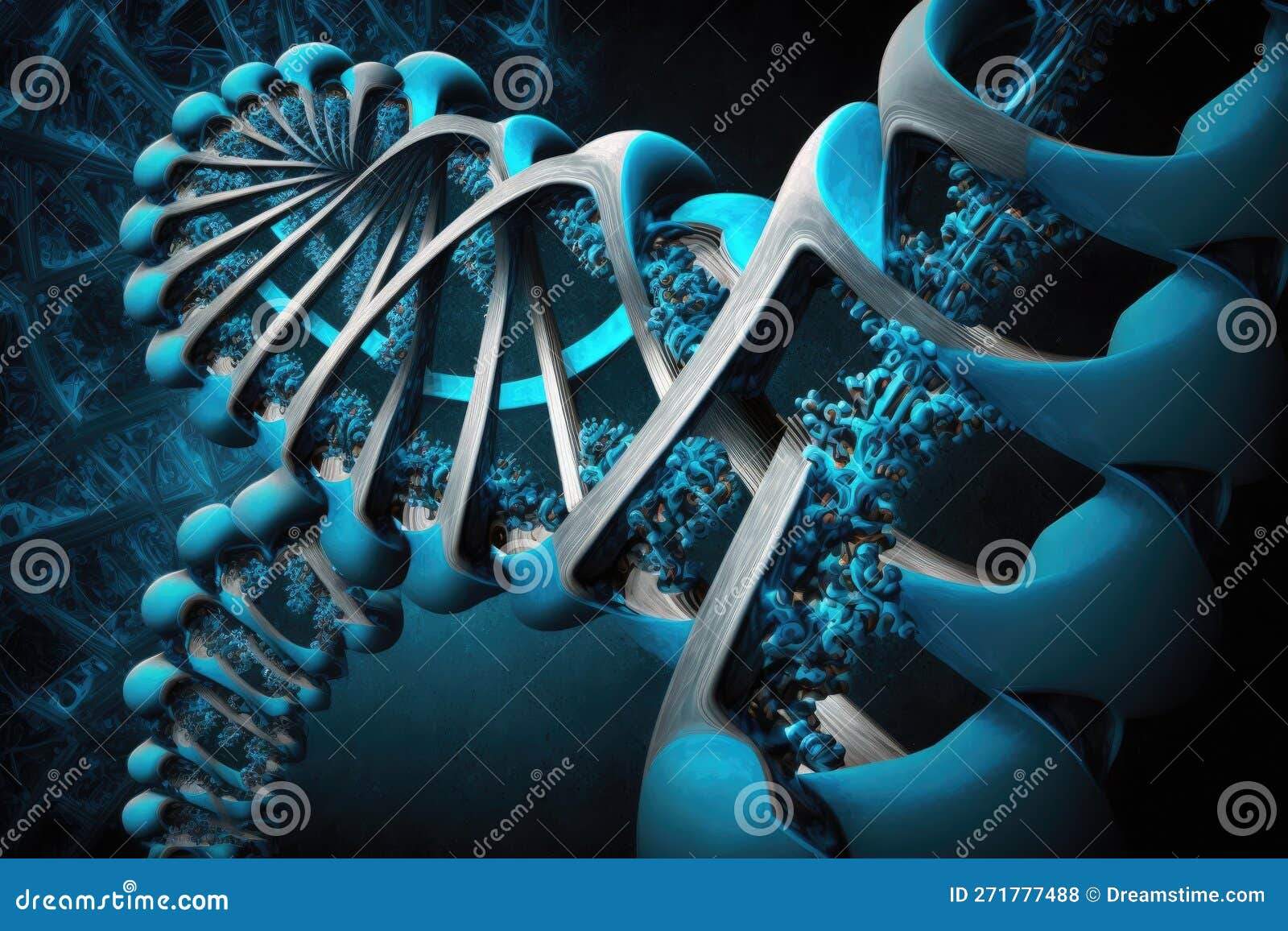 blue dna helices under a microscope, dna research in the future, generative ai
