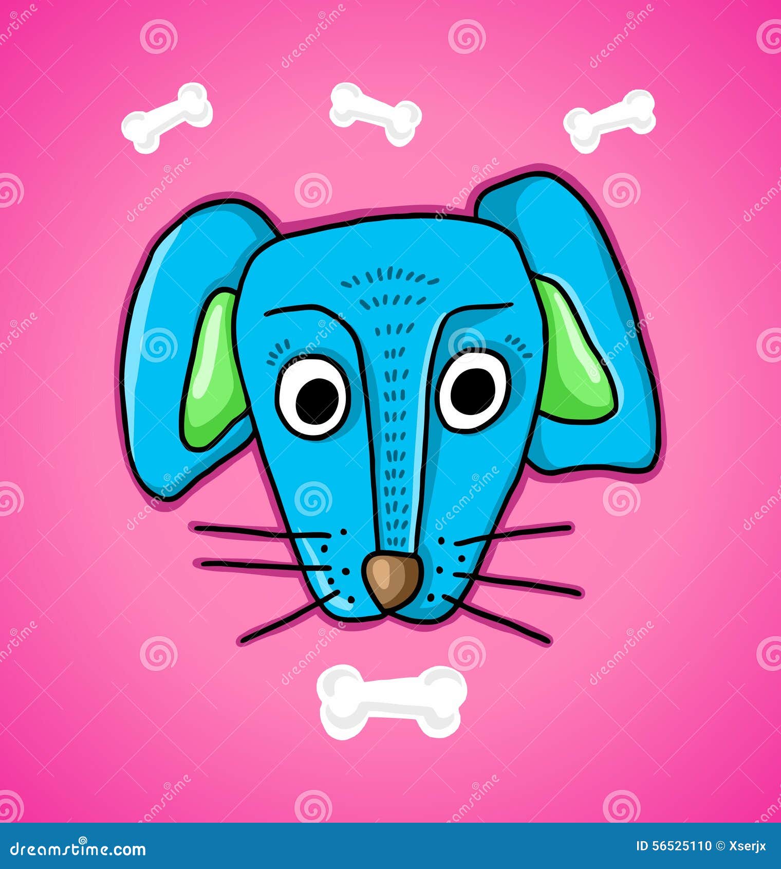 Blue dog and bones stock illustration. Illustration of white 56525110