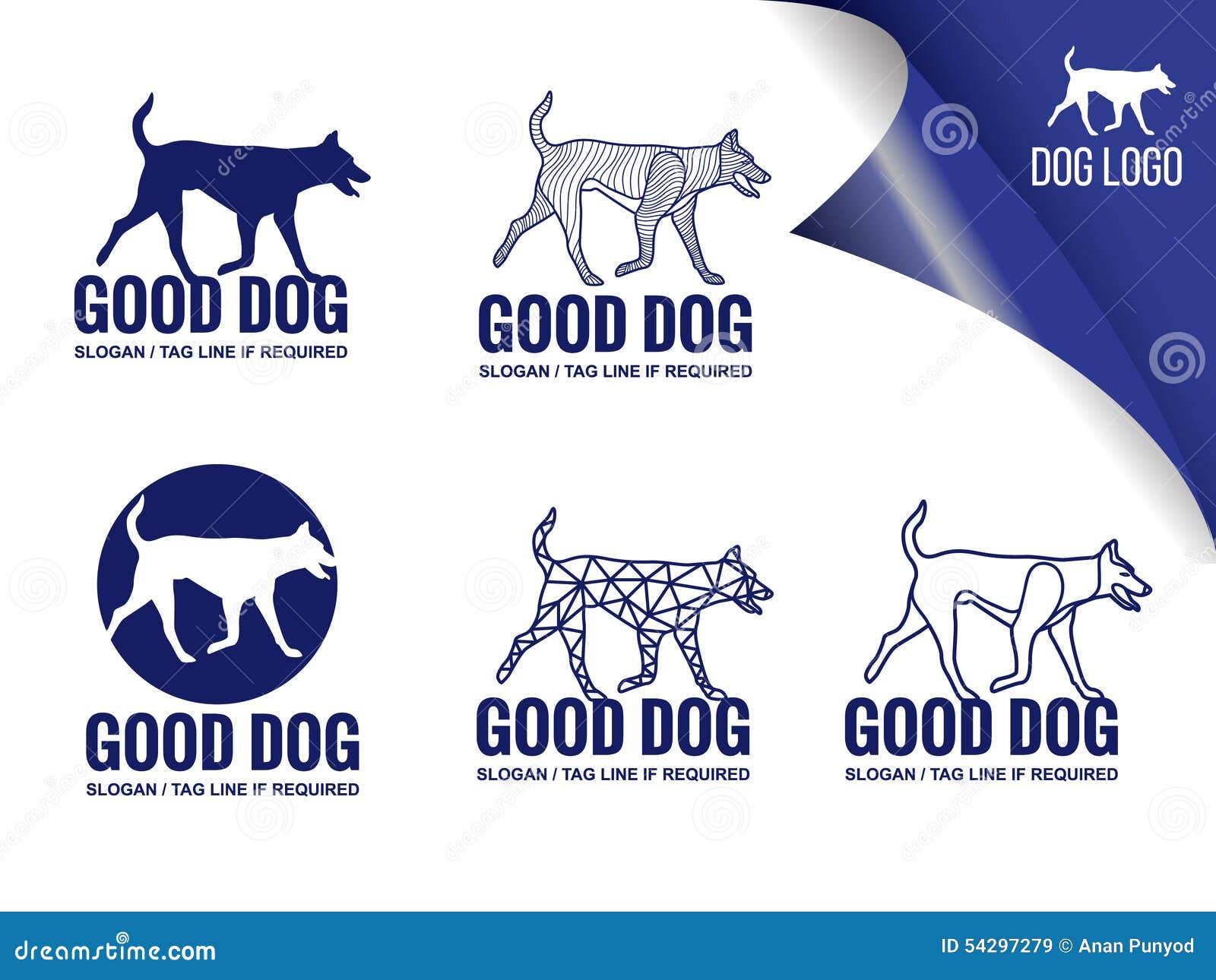 Blue Dog Logo Vector Design Elements Style Stock Vector - Illustration