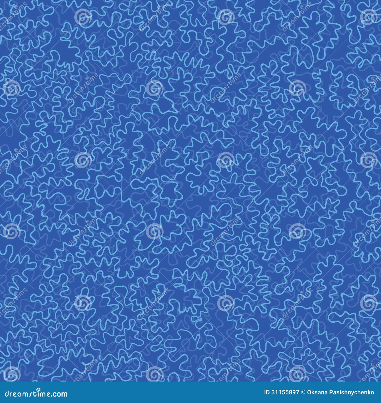 Blue Doodle Shapes Seamless Pattern Background Stock Vector