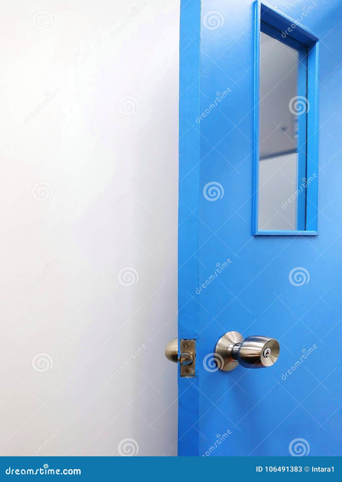 Blue Door With Metal Knob Stock Image Image Of Interior