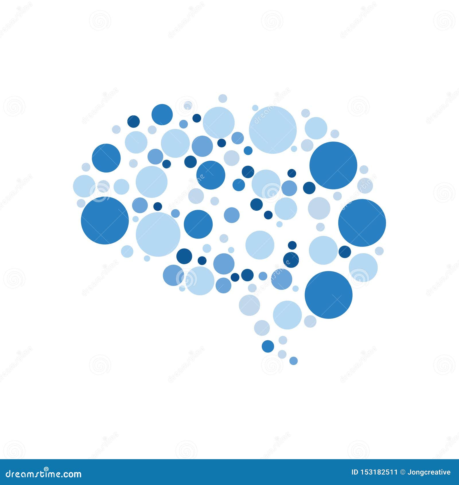 Blue Dots in Brain Form Neuron Health Education Technology Stock Vector