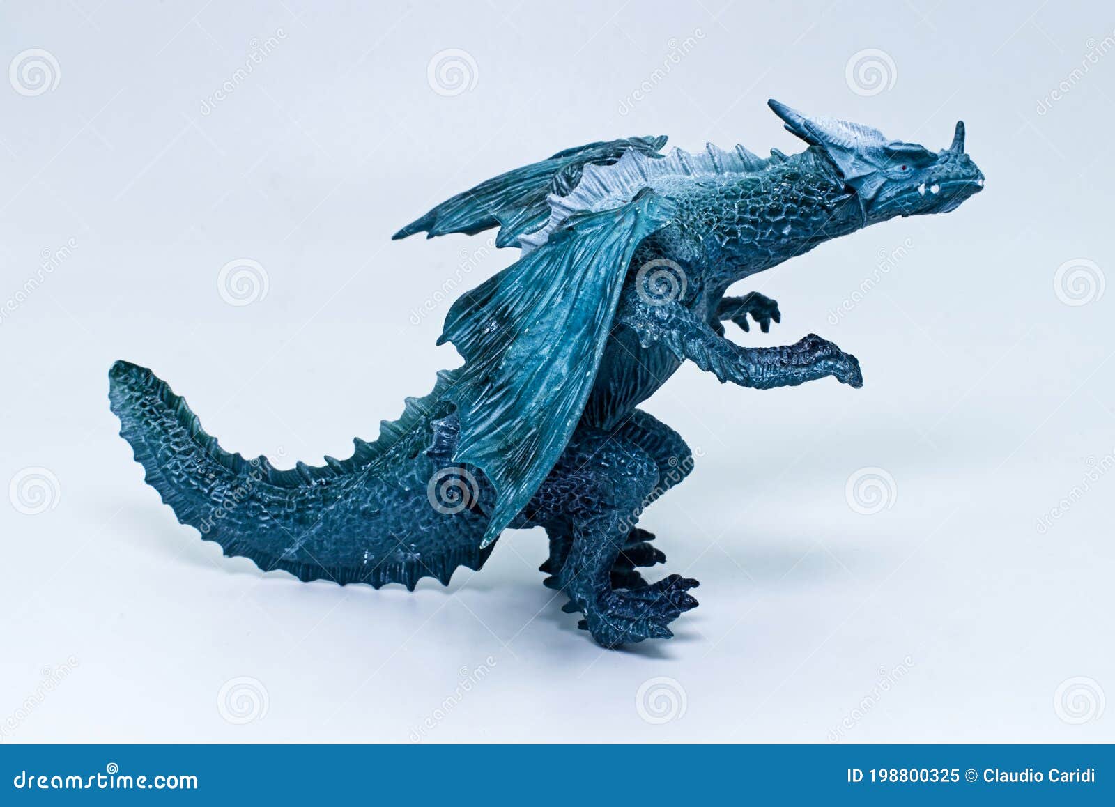 Blue Dragon Isolated on White Background. Fantasy Concept Stock Image