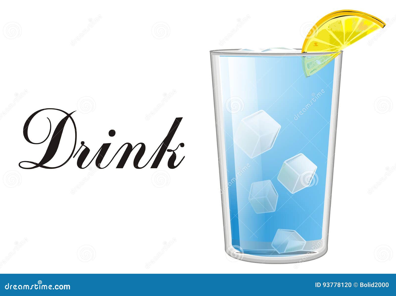 Blue drink cocktail stock illustration. Illustration of soda 93778120