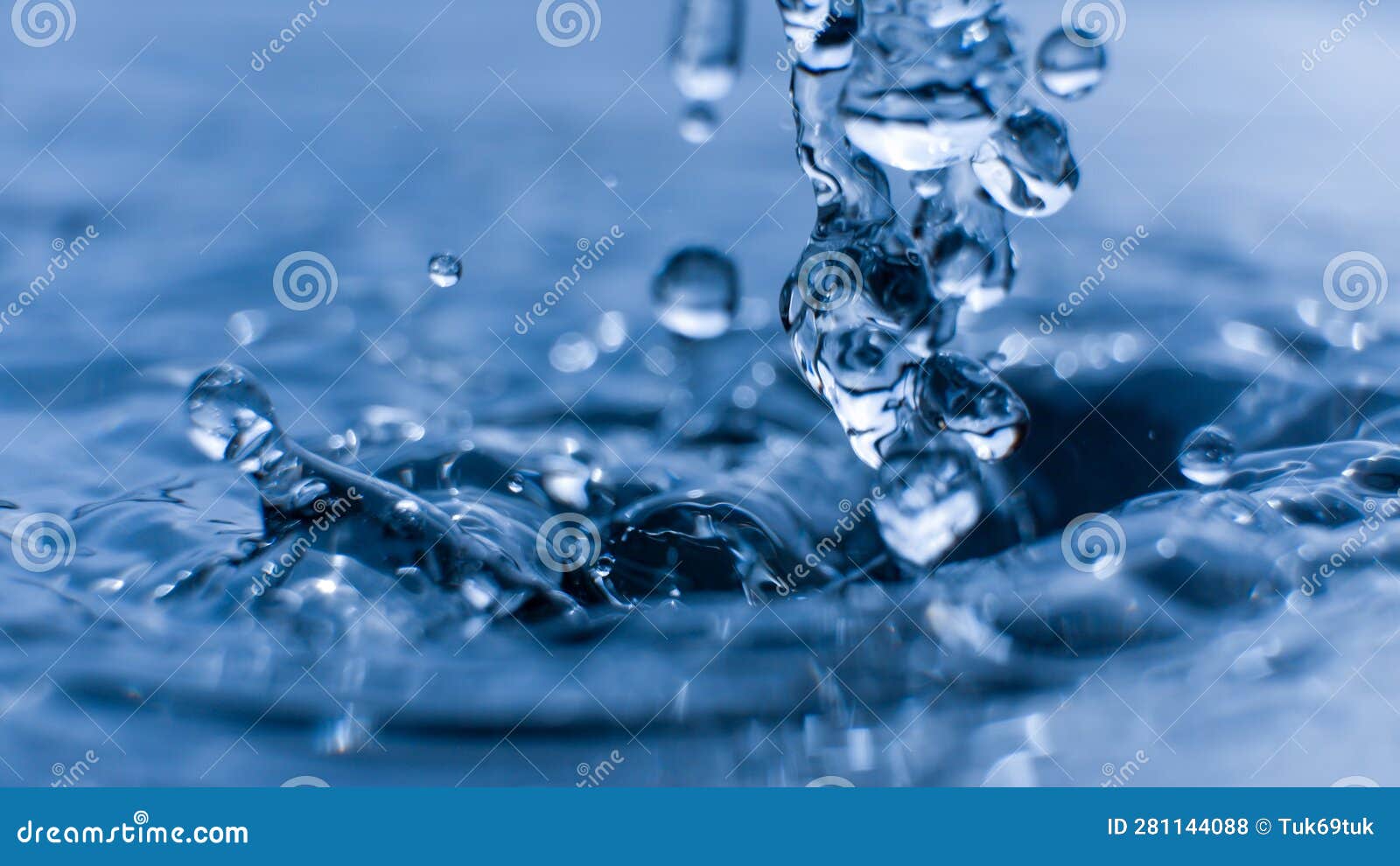 Blue Drop Water , Liquid Blue Water Drop Ripple Background Stock Photo