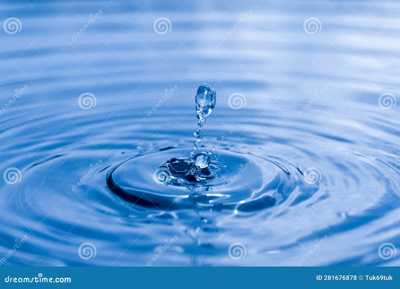 Blue Drop Water , Liquid Blue Water Drop Ripple Background Stock Photo