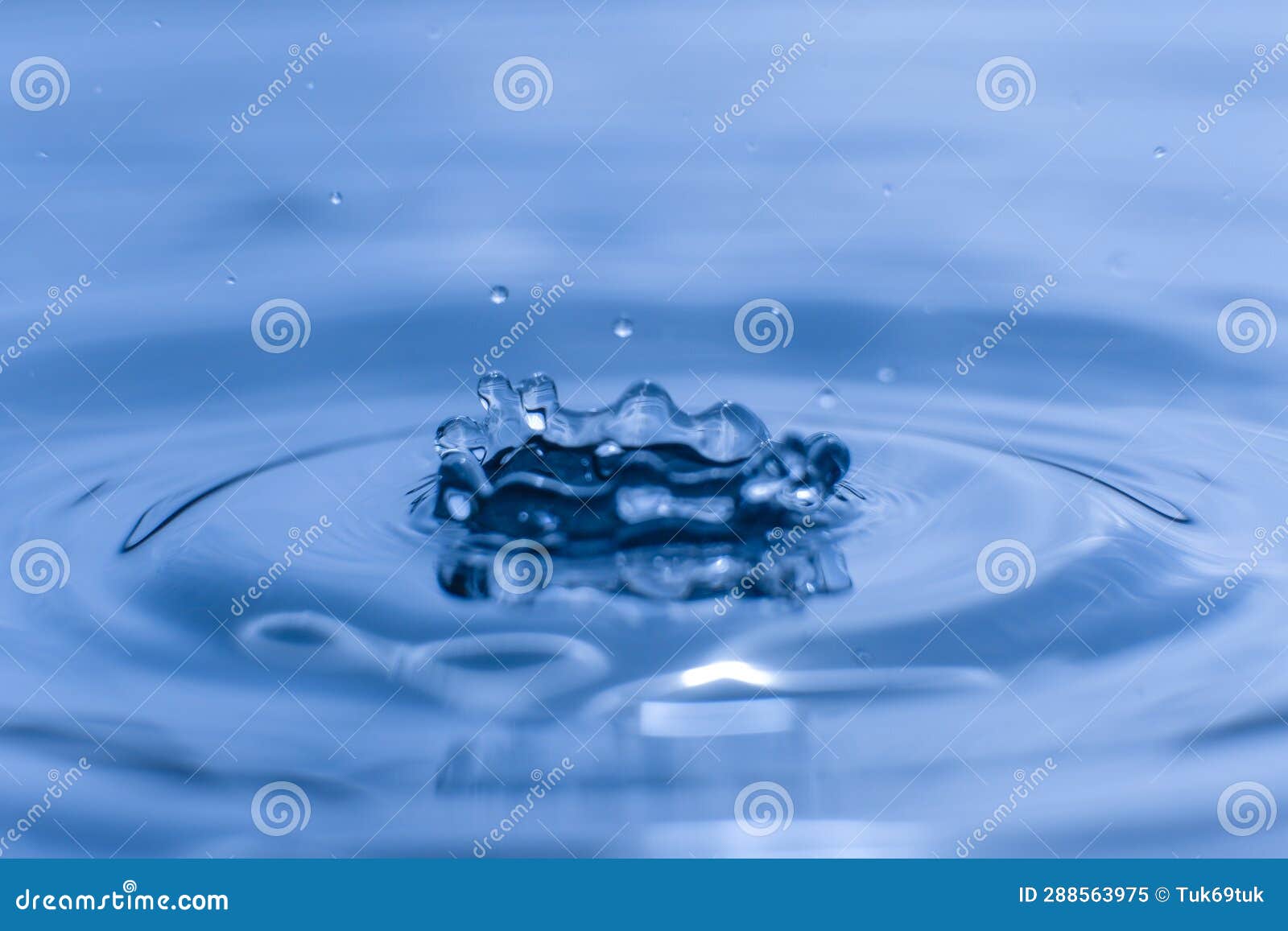Blue Drop Water , Liquid Blue Water Drop Ripple Background Stock Image