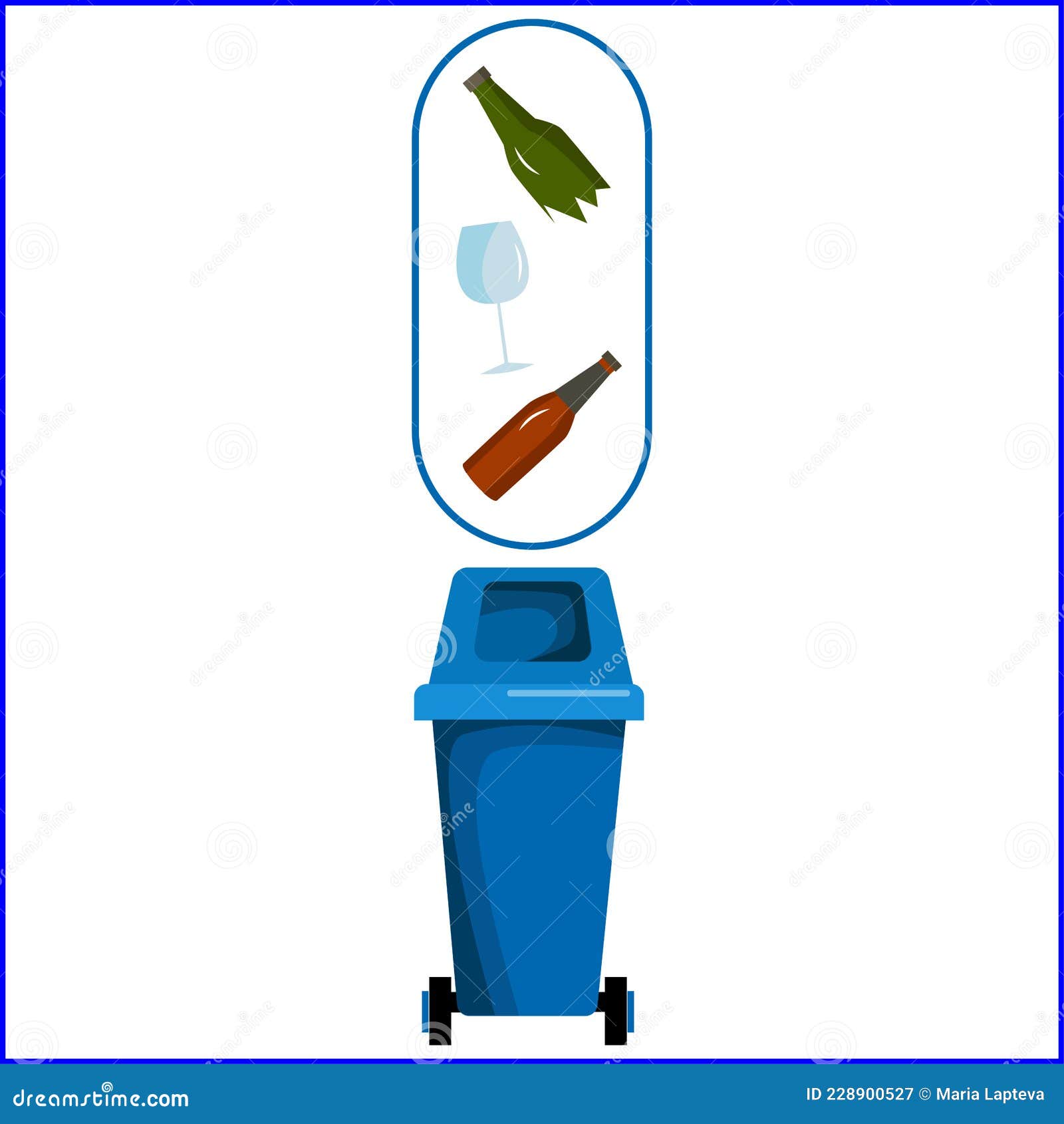 a blue dumpster. recycling of glass. a dumpster.