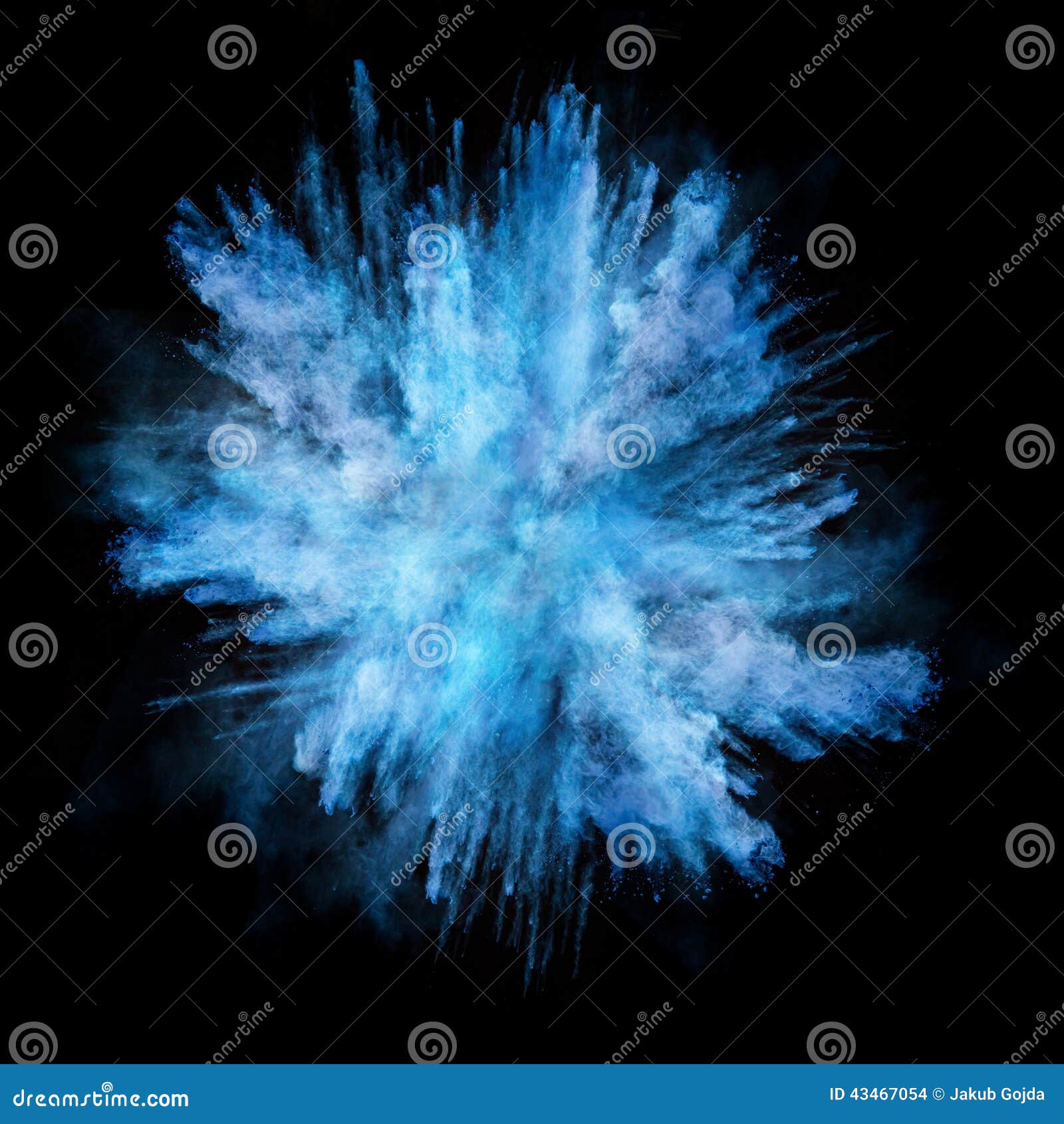 Blue Dust Explosion Isolated on Black Background Stock Photo Image of