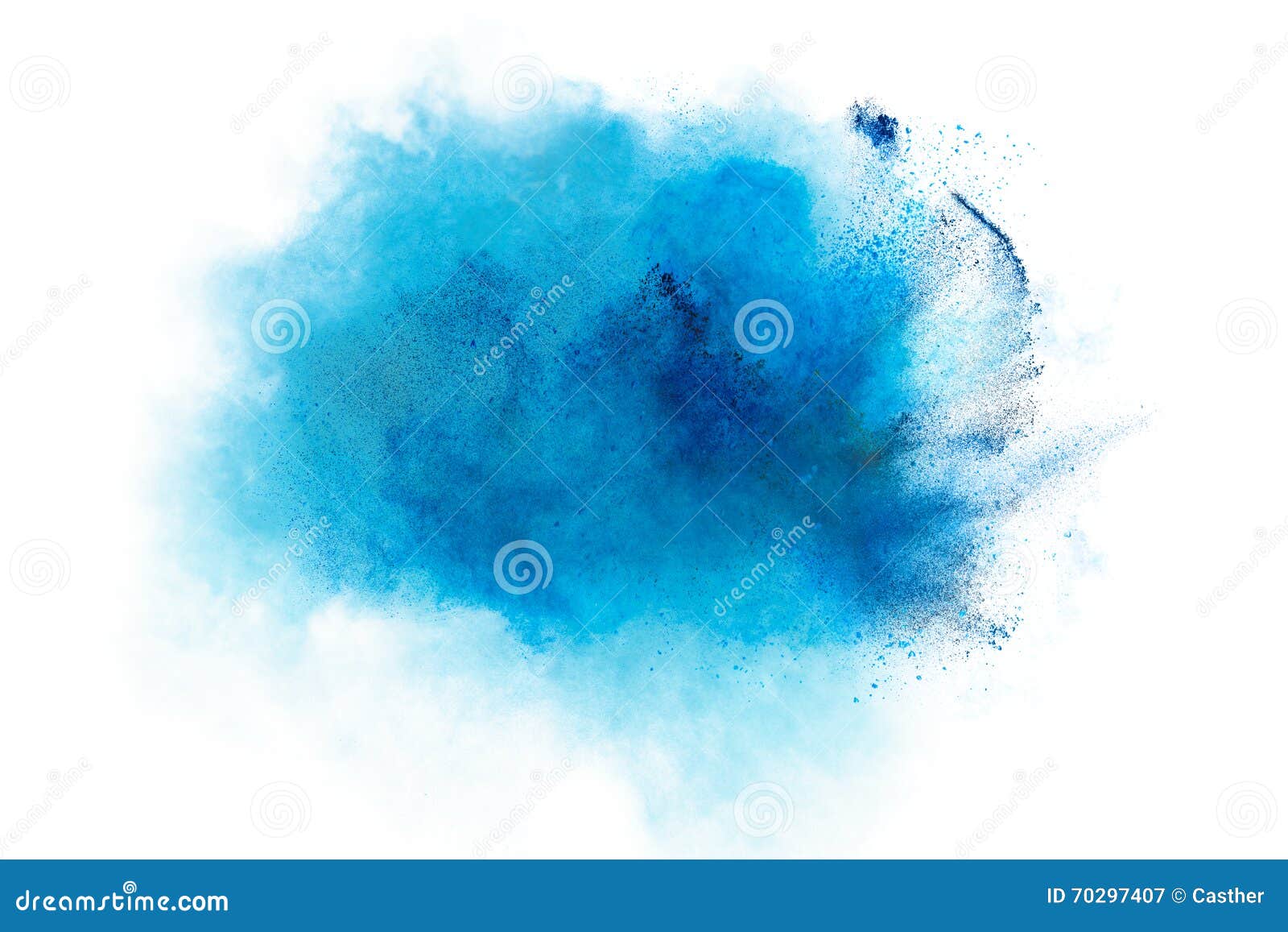 Blue Dust Explosion Isolated on White Background Stock Image Image of