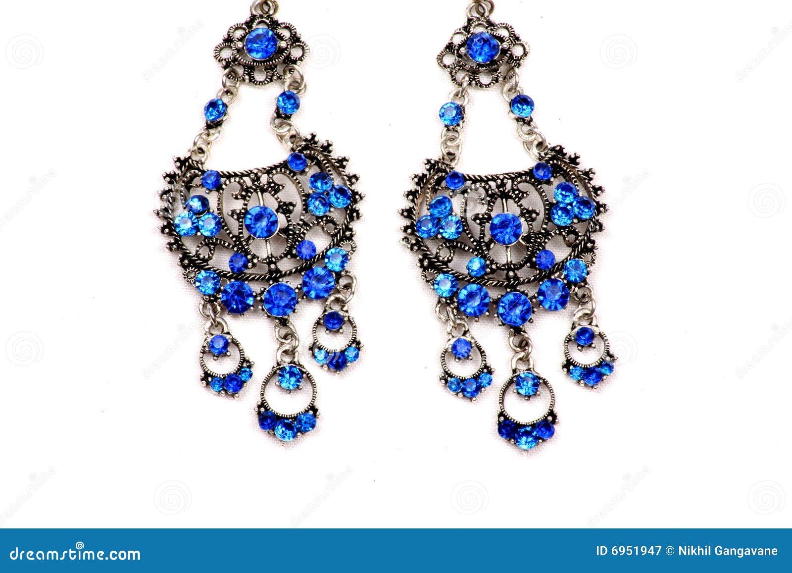 Blue Earrings stock image. Image of gold, designer, golden 6951947