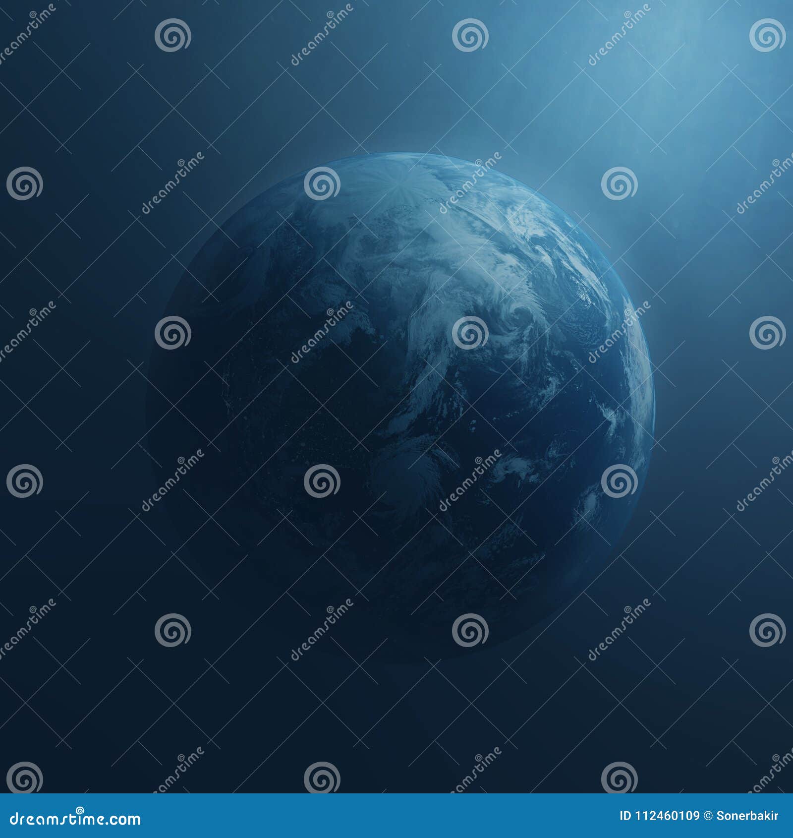 Blue Earth Background with Sunlight in Water.3d Rendering Stock