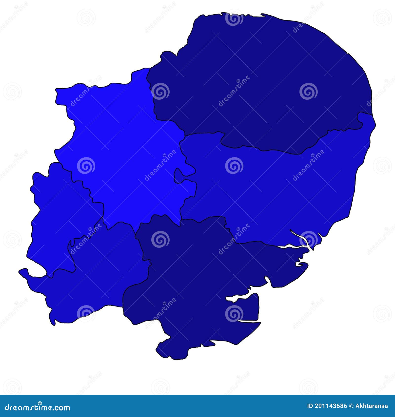 Blue East of England Administrative and Political Map. Uk, United ...