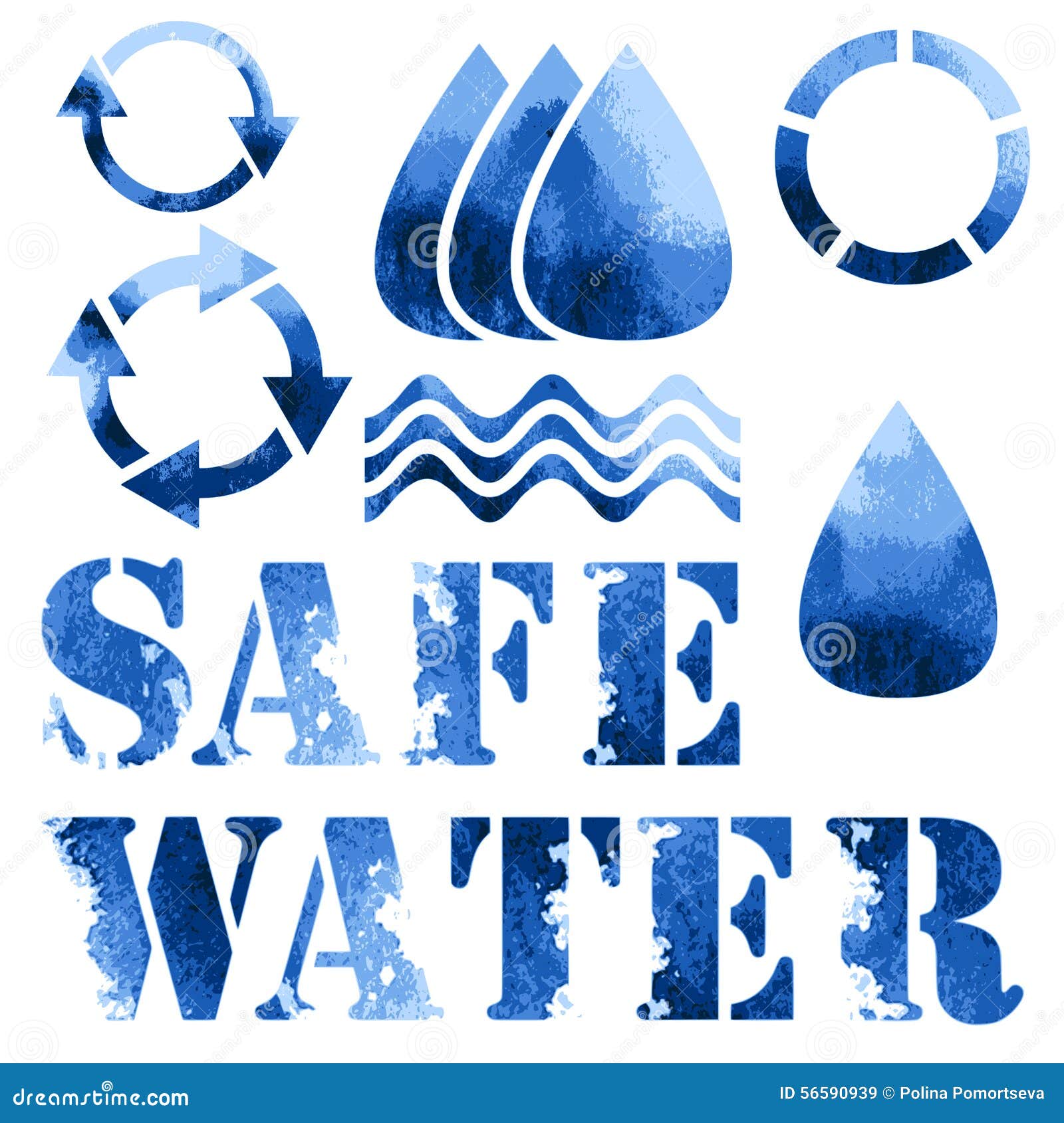 Blue Eco Poster, Recycle Signs and Text Stock Vector Illustration of