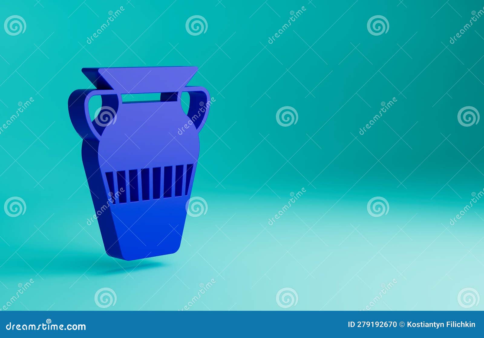 Blue Egyptian Vase Icon Isolated on Blue Background. Symbol of Ancient ...