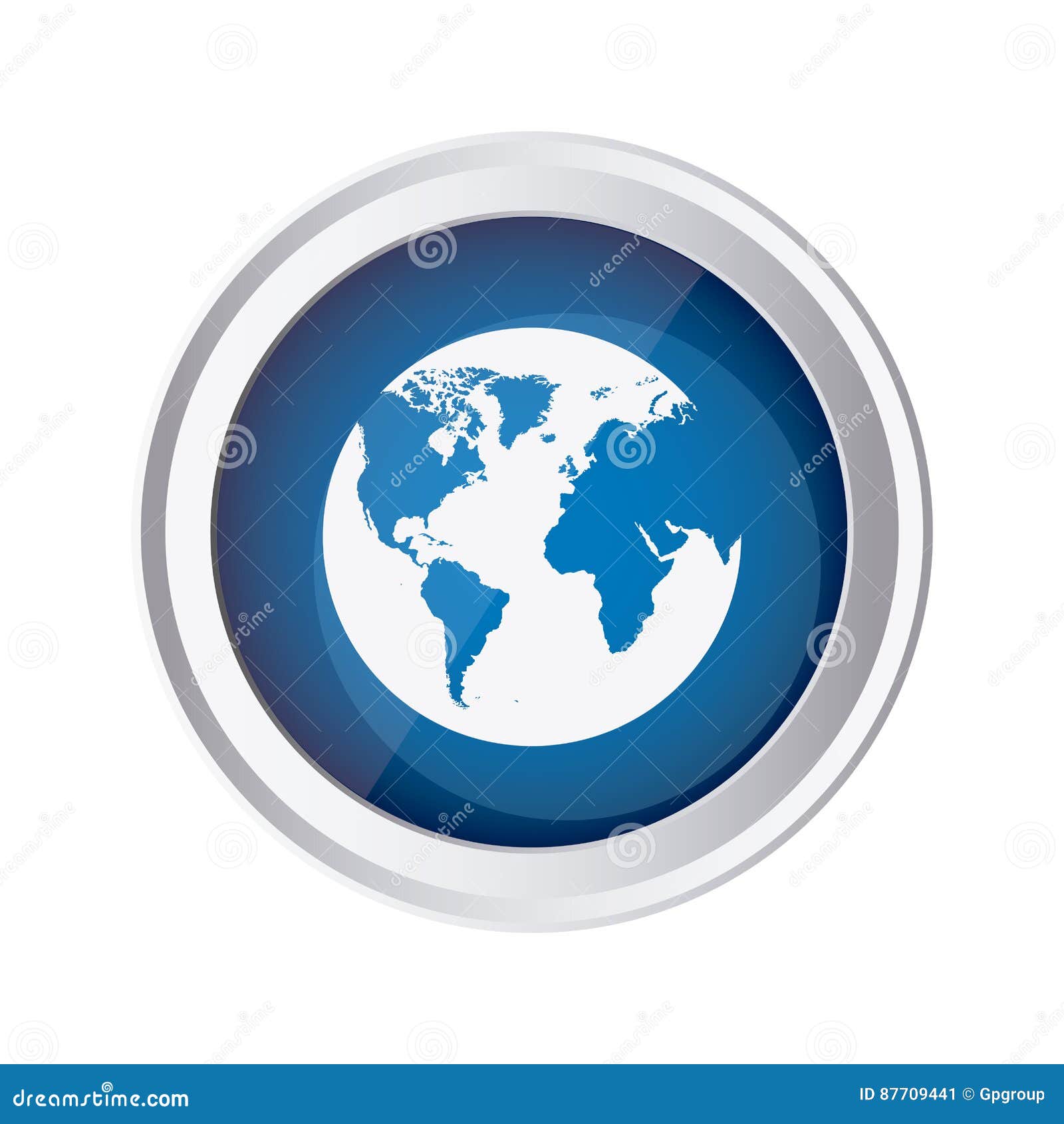 Blue Emblem Earth Icon Stock Illustration Illustration of