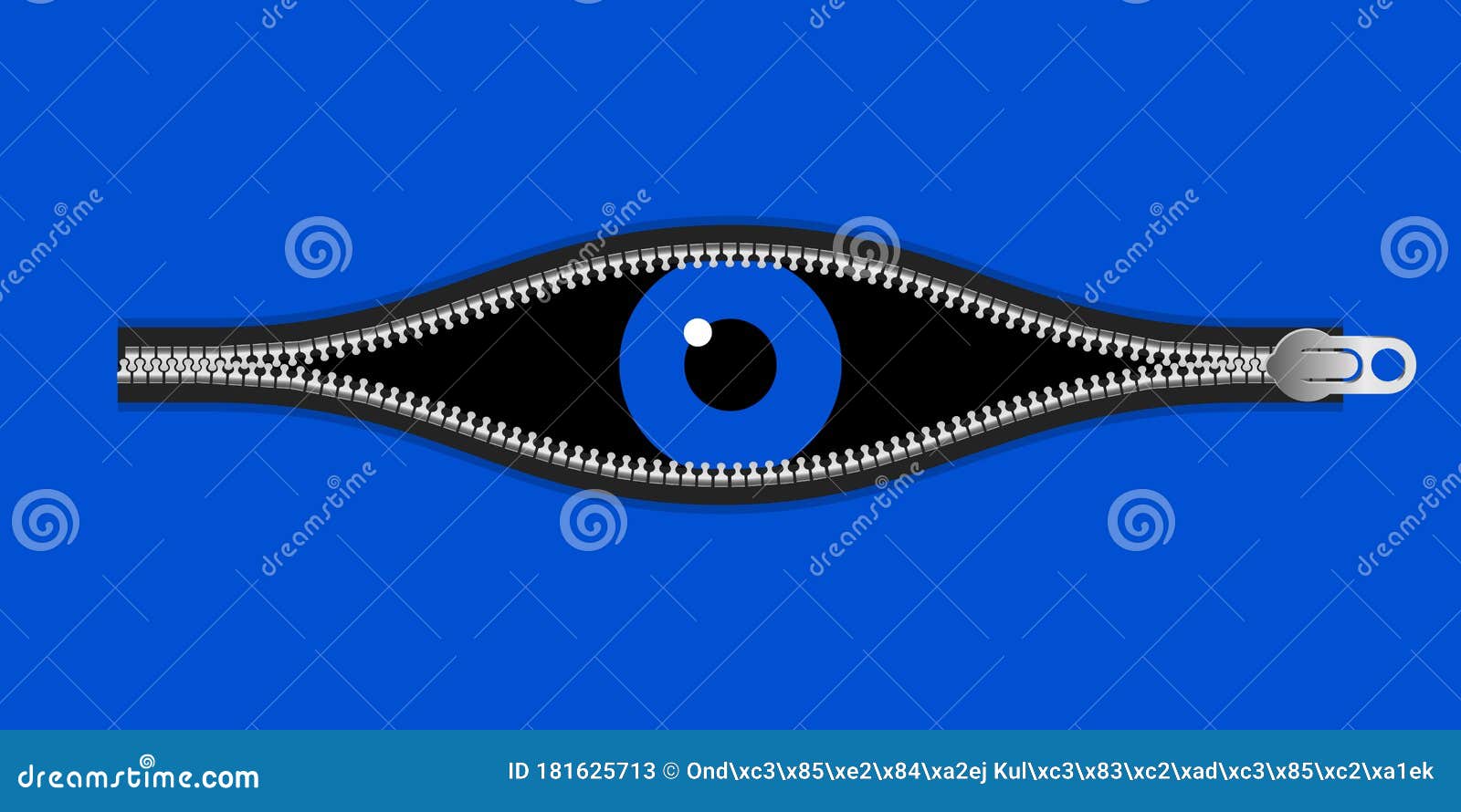 Blue Eye. Open Zipper Concept Stock Vector Illustration of vision