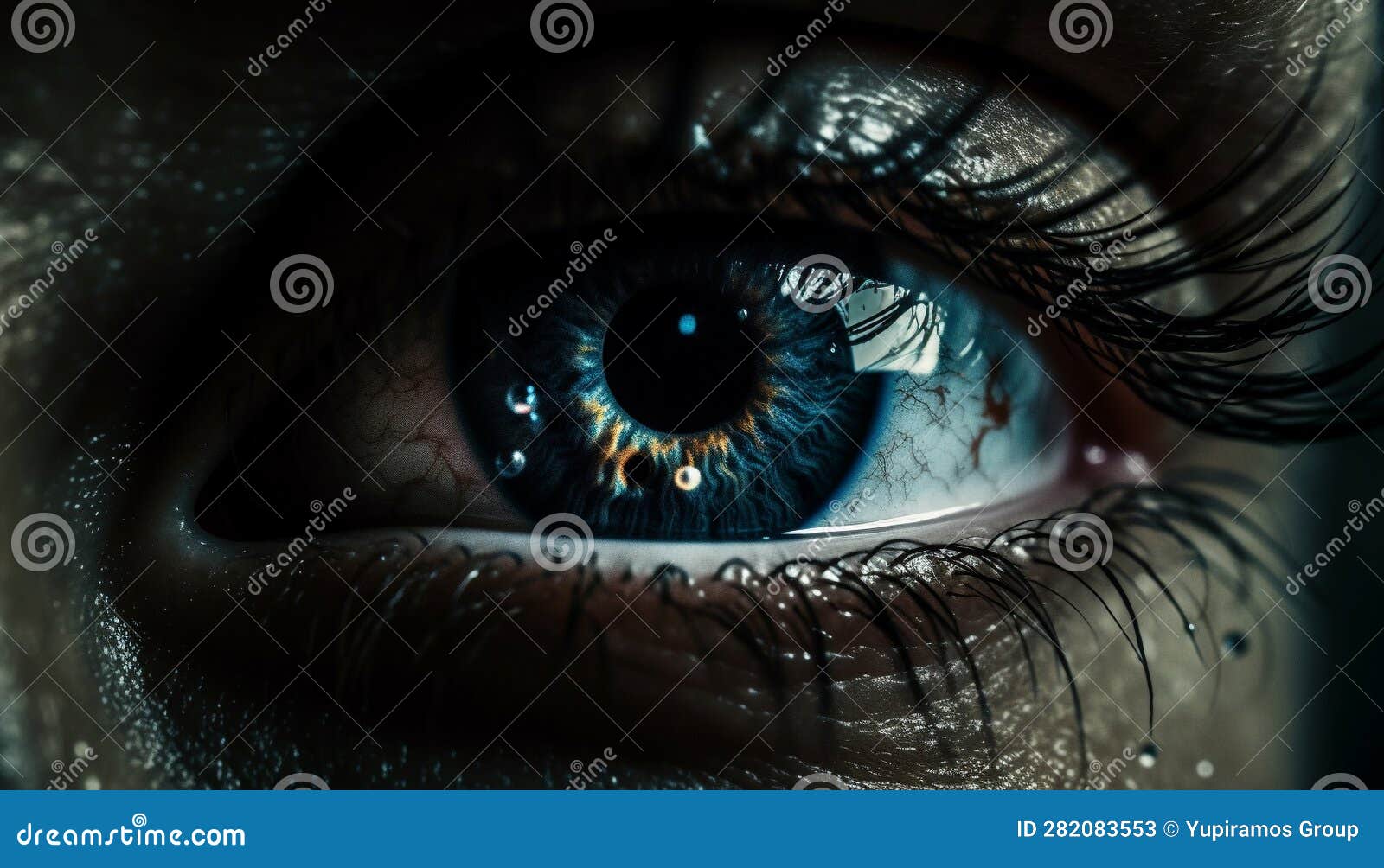 Blue Eyed Woman Close Up Portrait, Staring with Selective Focus ...