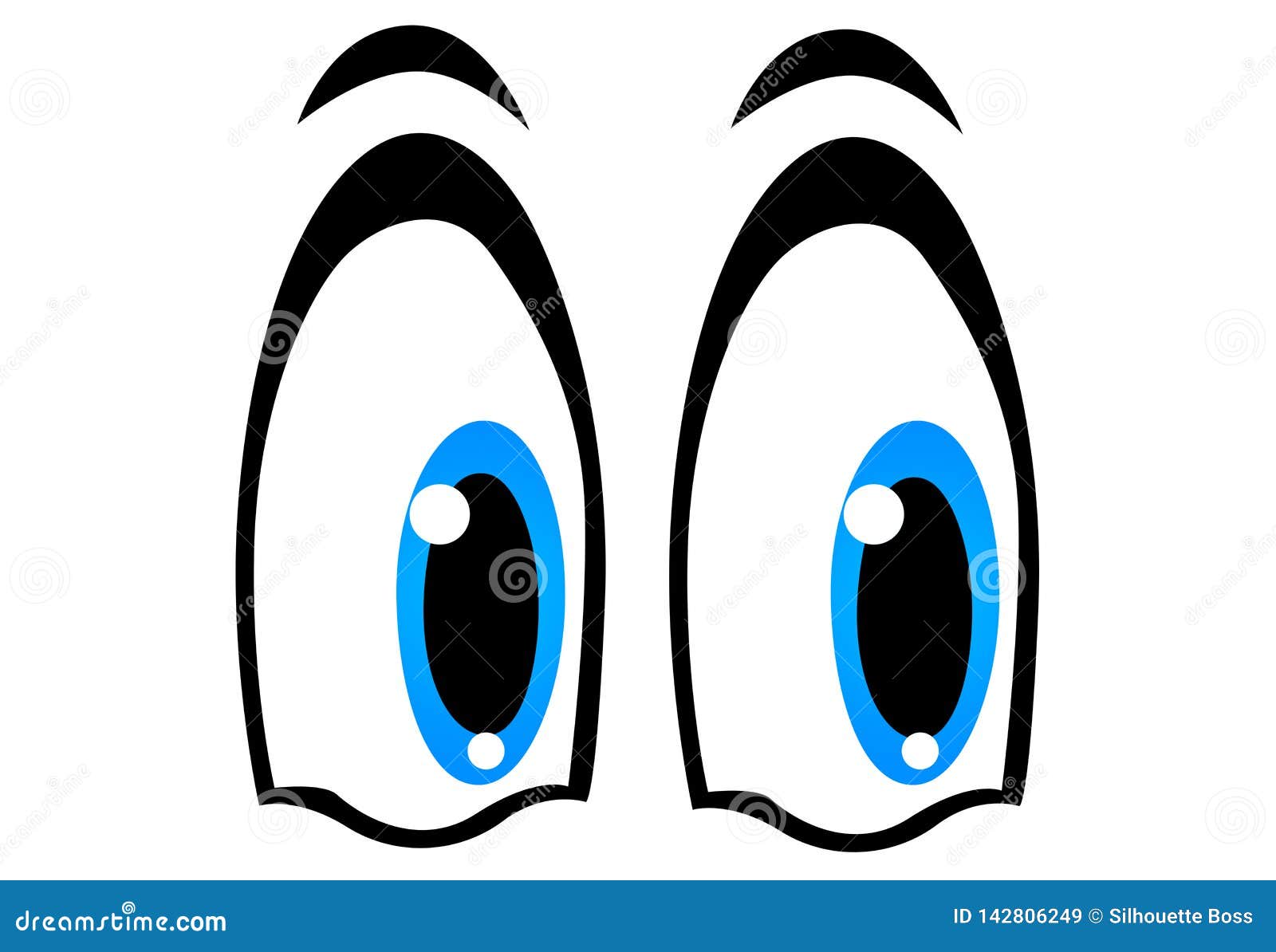 Blue Eyes with Black Eyebrow Graphic Illustration Stock Illustration
