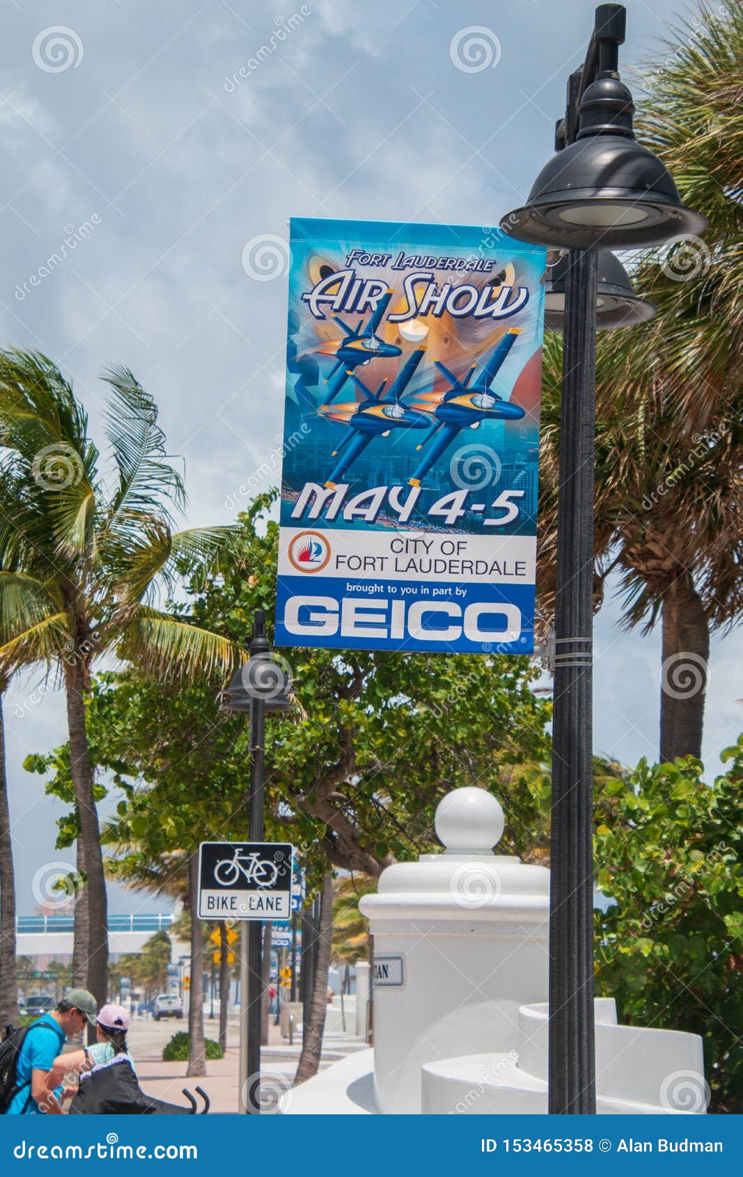 Blue Fabric Sign On A Lamp Post Advertising The Fort ...