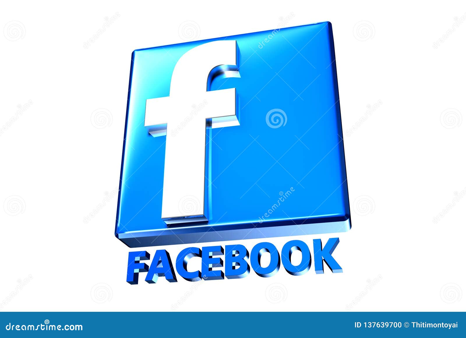 Blue Facebook 3D. editorial image. Illustration of affiliate 137639700