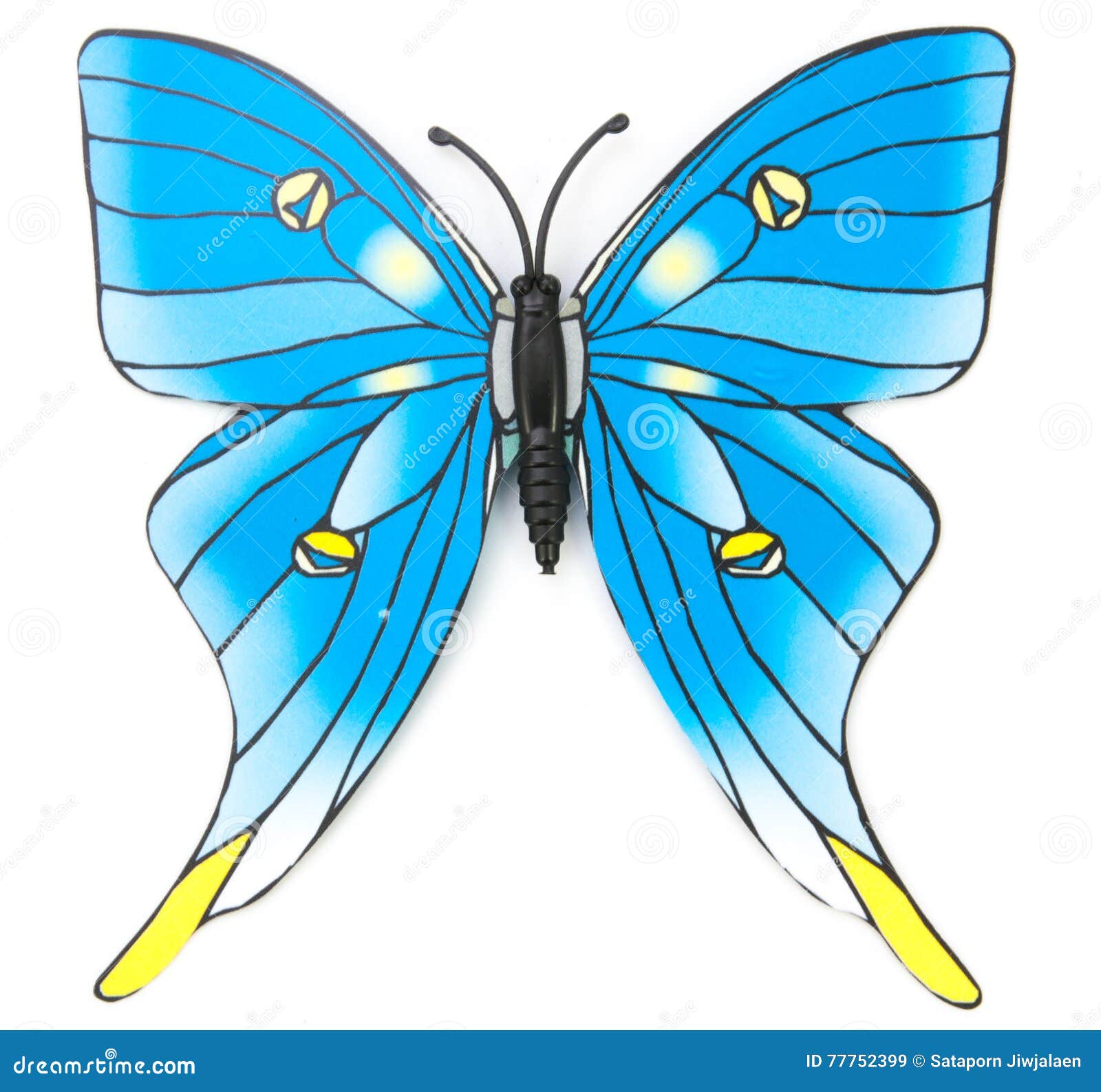 Blue fake butterfly isolated Stock Photo by ©onairjiw 126960216