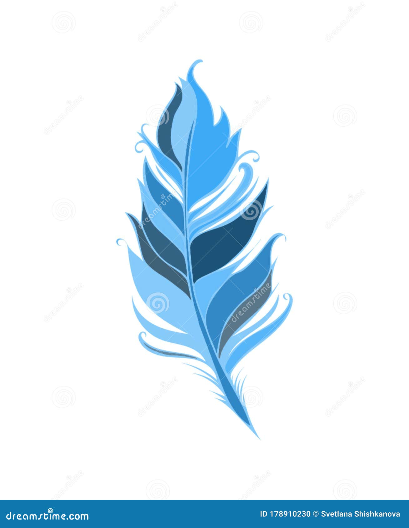 Download Blue Feather Isolated On White Background. Vector ...