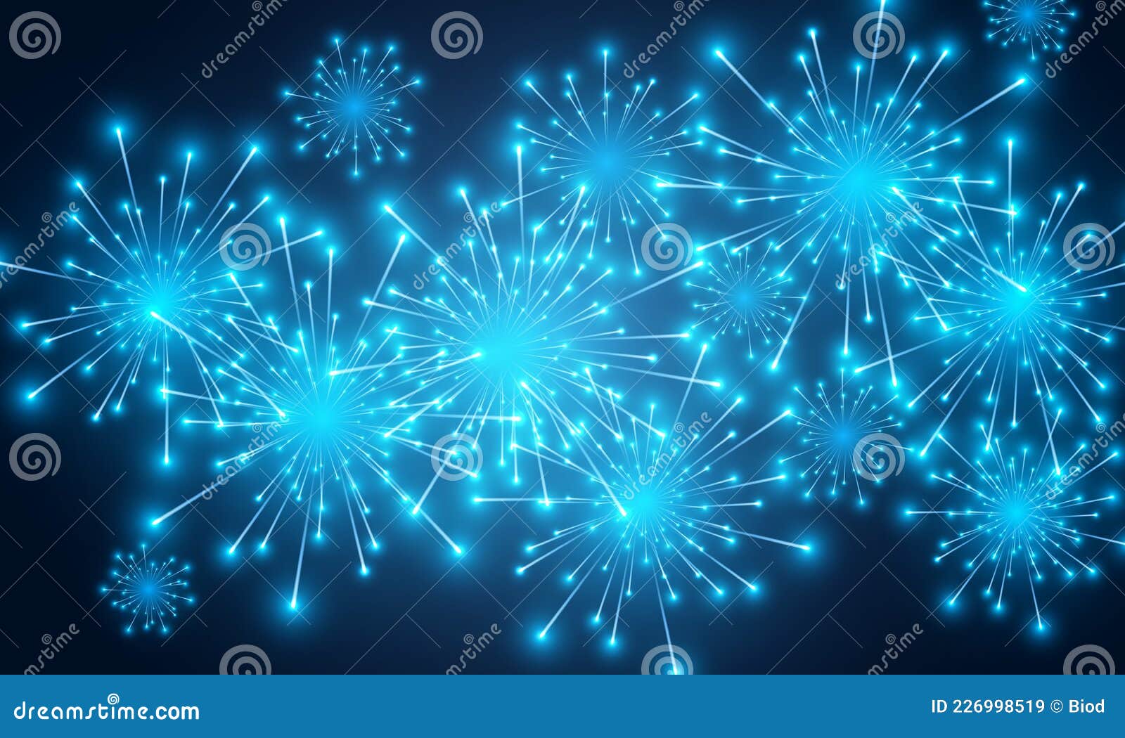 blue festive fireworks and new year sparkle celebration lights.