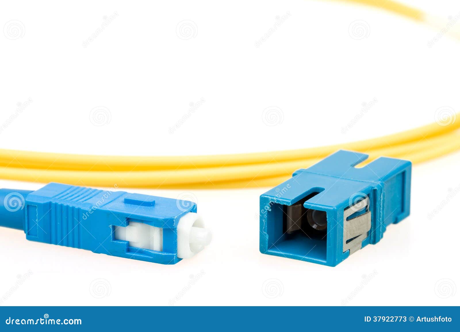 Blue Fiber Optic SC Connector Stock Image Image of computer, green
