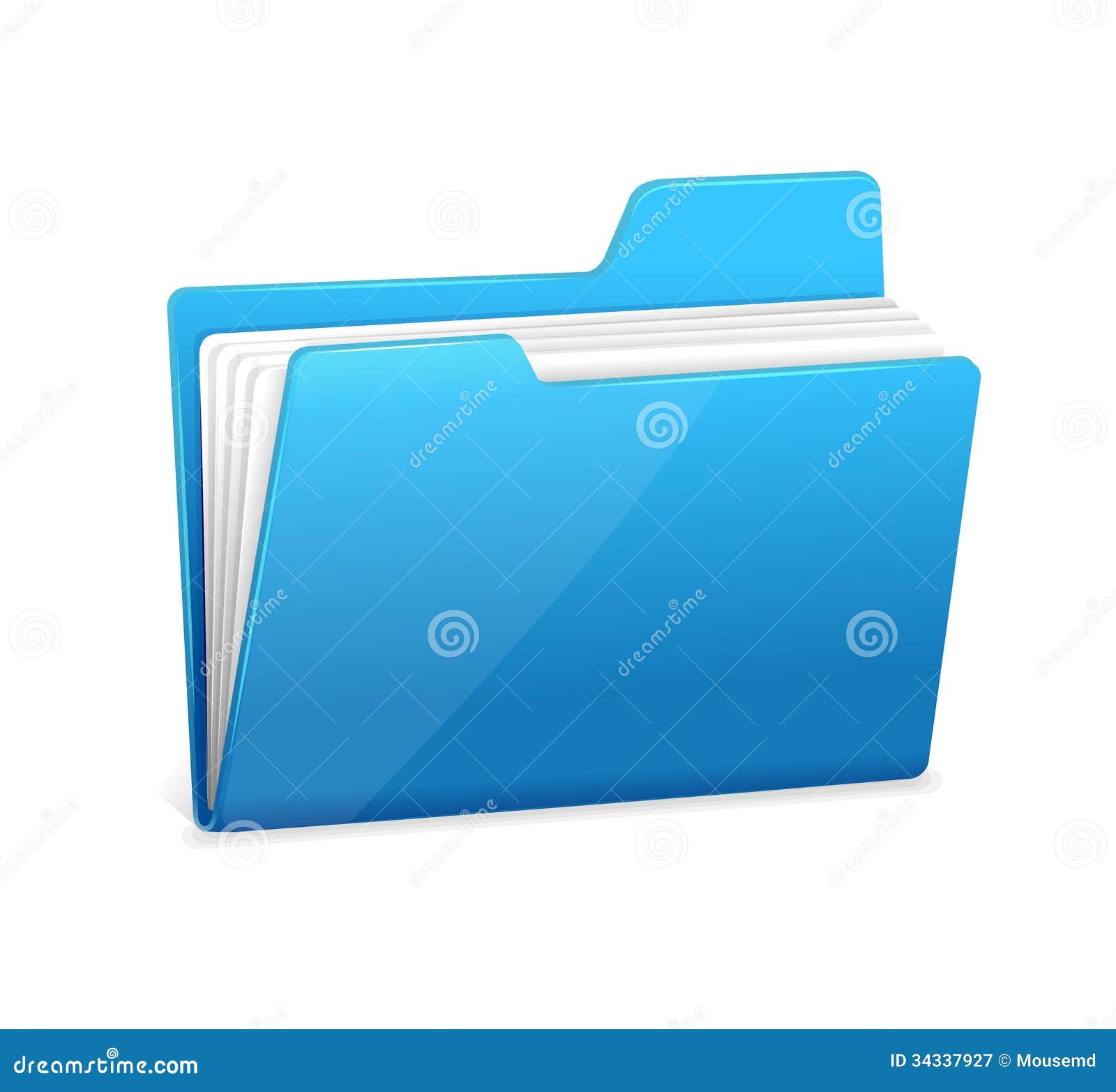 blue file folder with documents