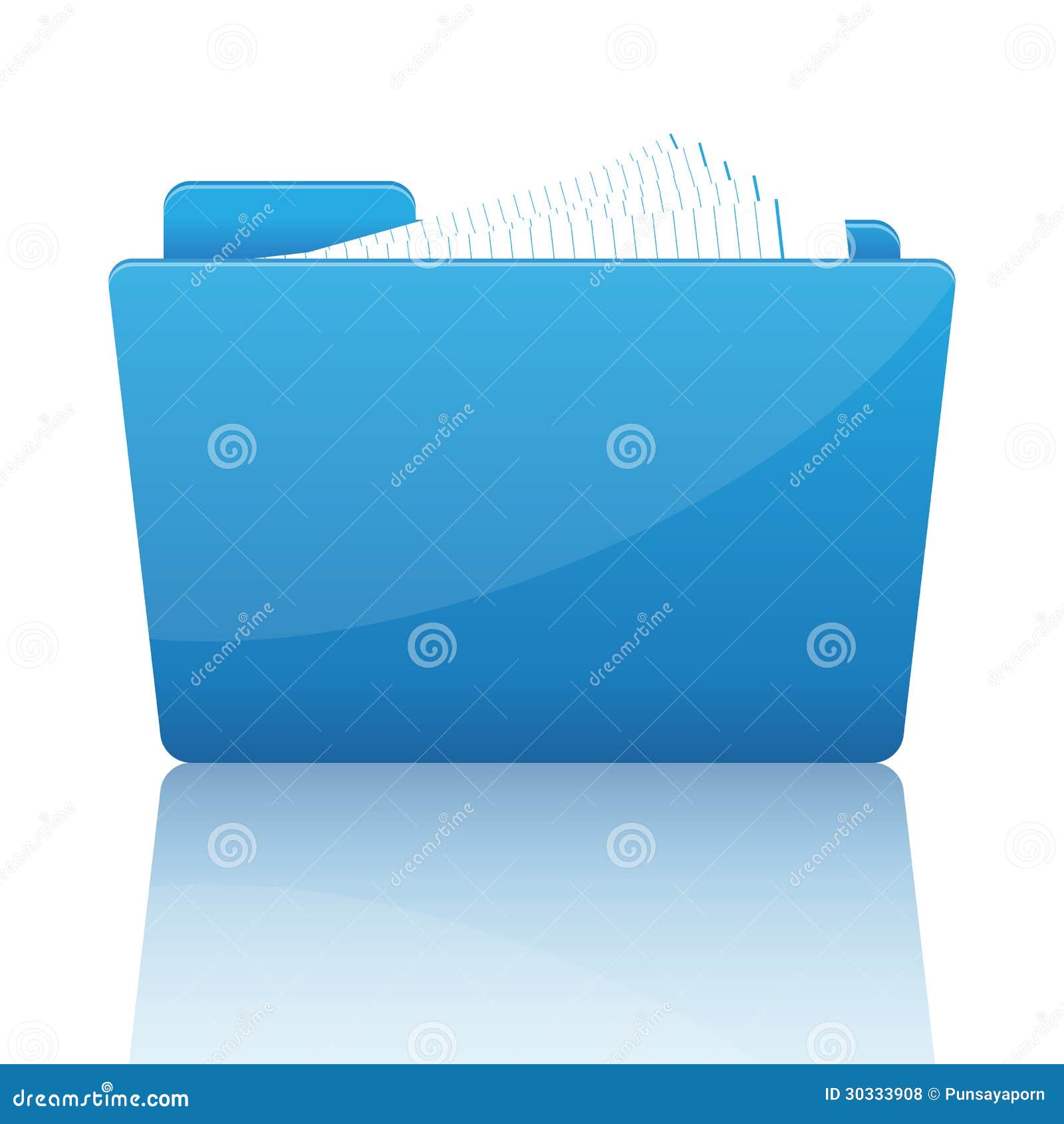 Blue File Folder with Paper Stock Illustration - Illustration of style ...