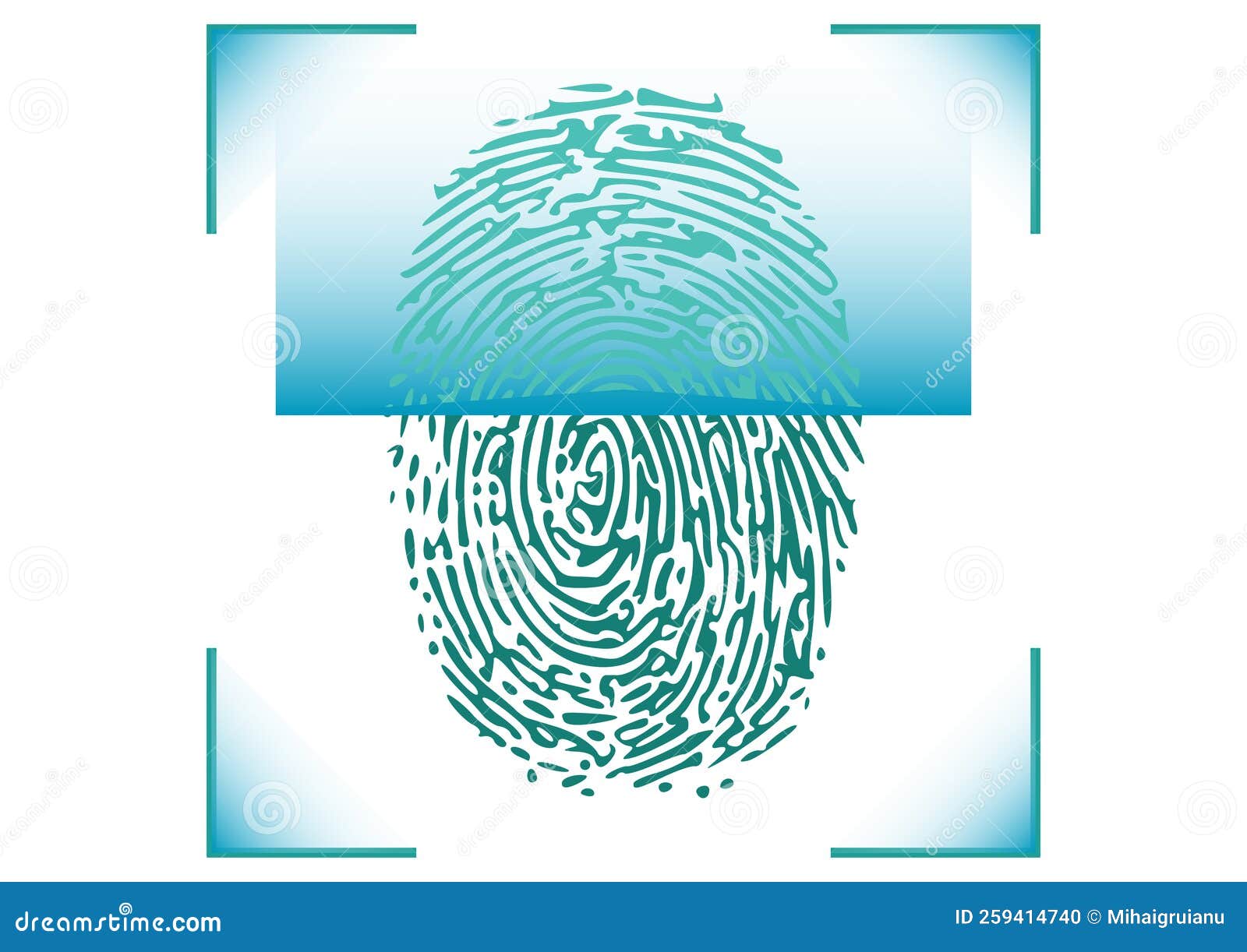 Vector Blue Fingerprint Identification Symbol Stock Illustration Illustration of security