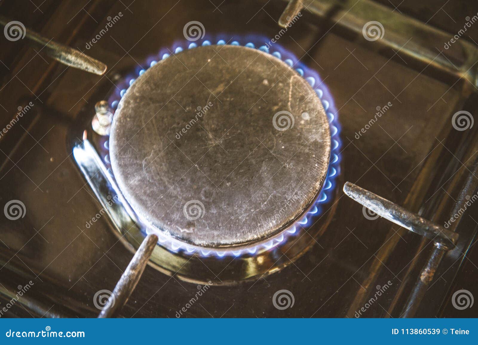 Fire on a stove stock image. Image of warm, methane 113860539
