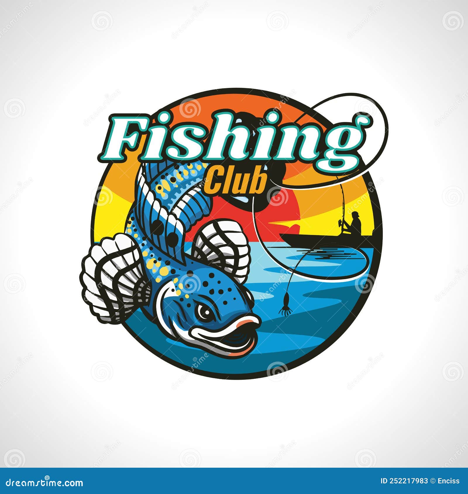 A Blue Fish Predator Fishing Club Illustration Stock Vector - Illustration  of lure, fish: 252217983