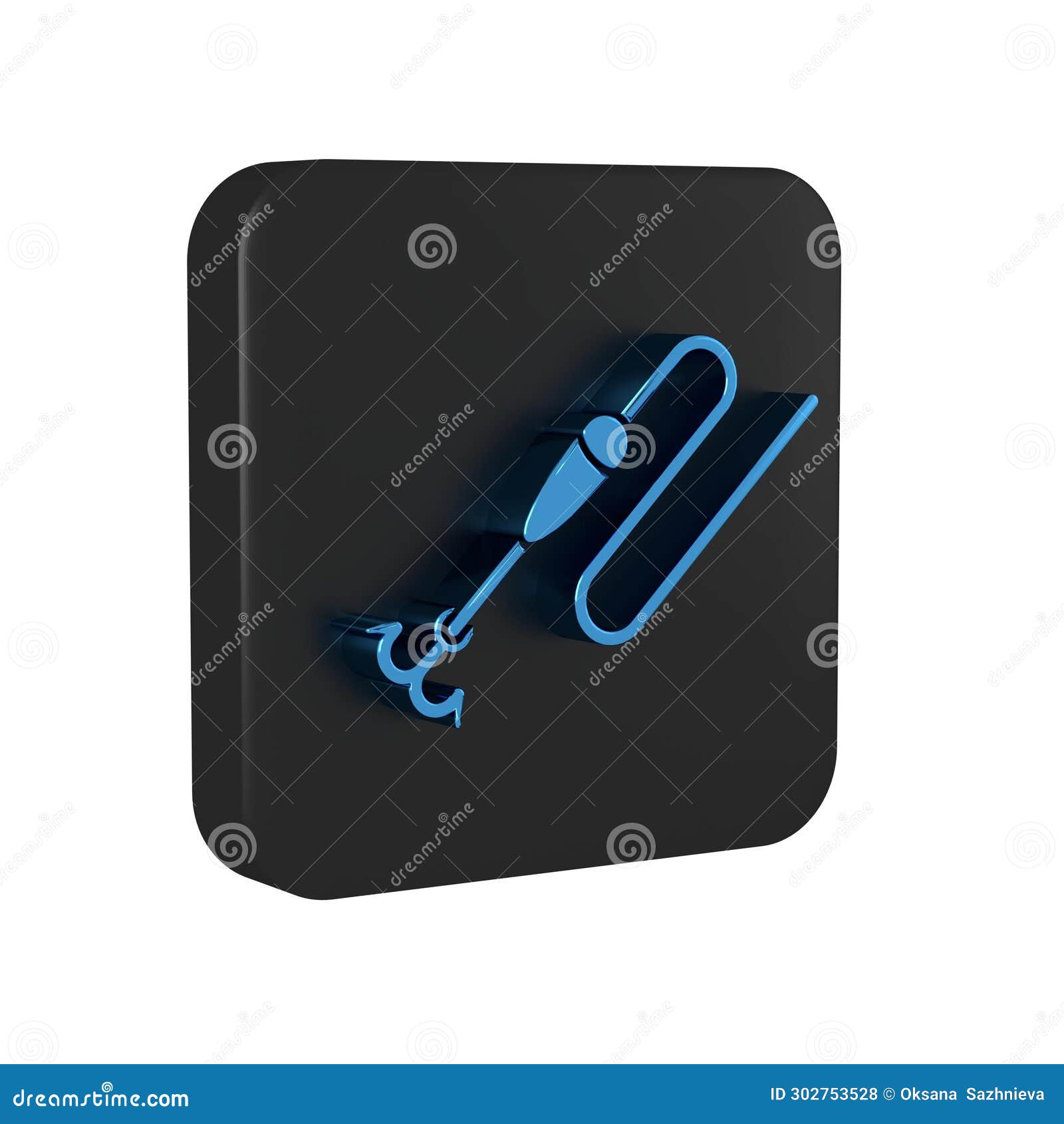 Blue Fishing Line with Hook and Float Icon Isolated on Transparent